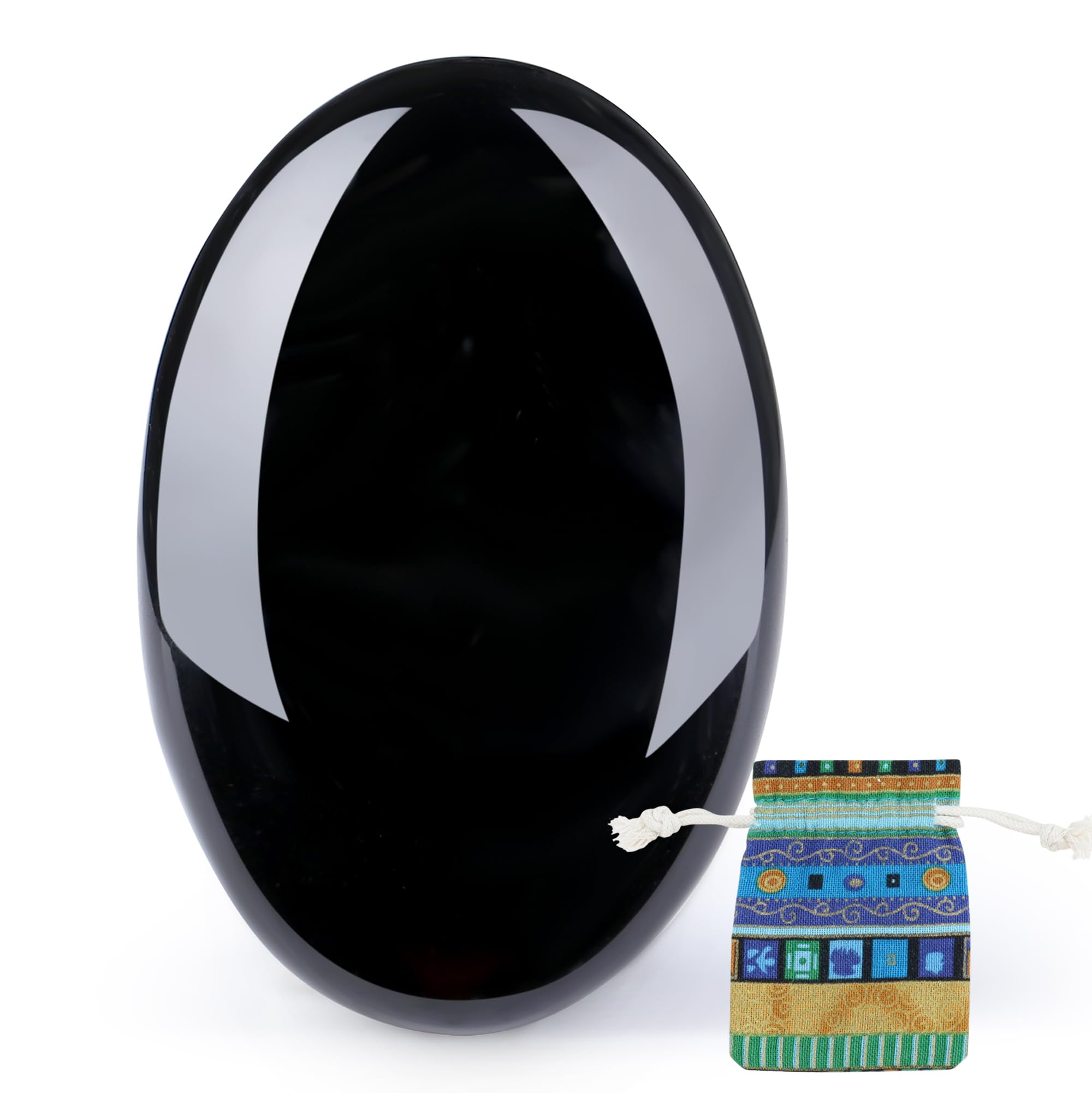 QINJIEJIE obsidiana negra palmar: piedra palmar para enfoque y meditación.
