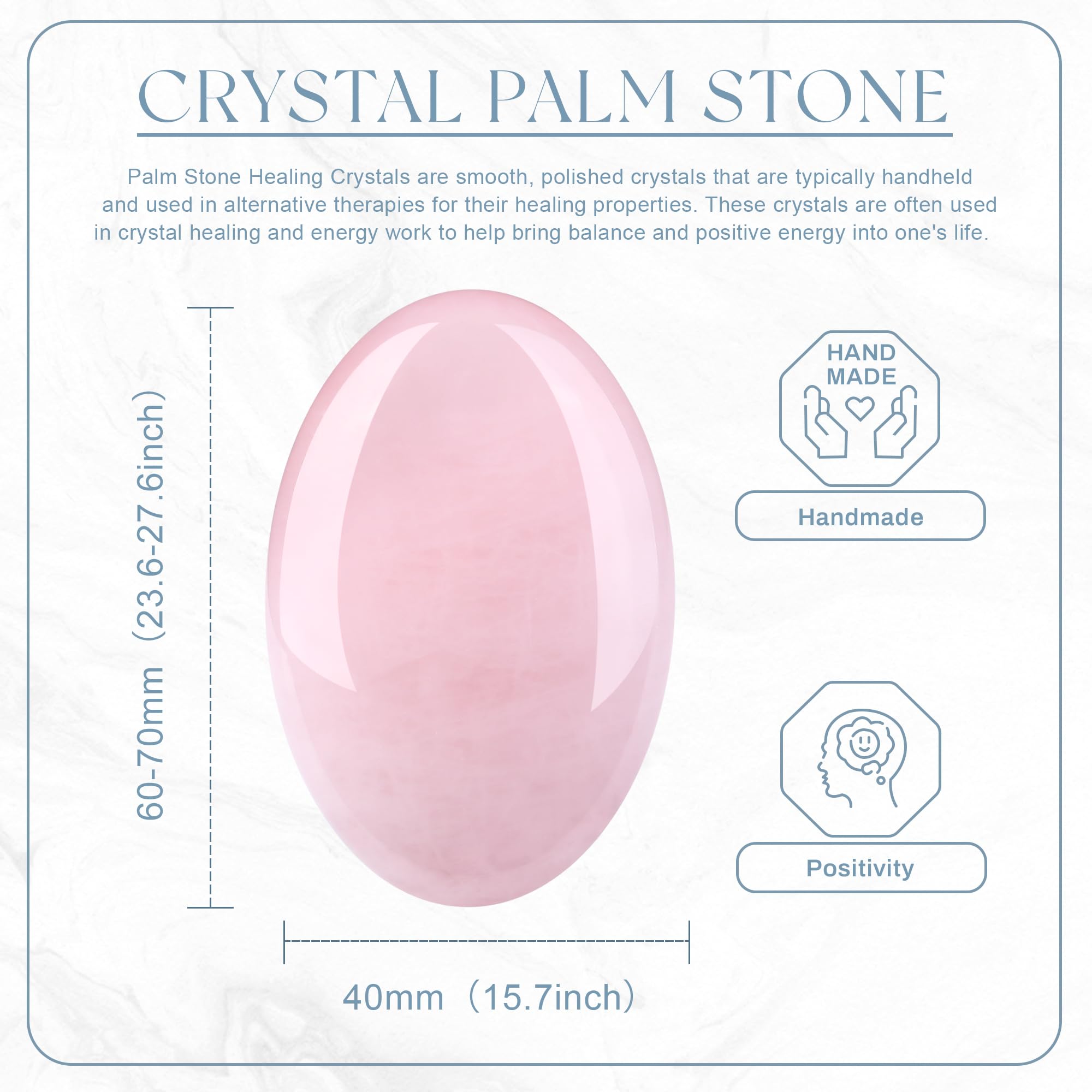 QINJIEJIE piedra palma rose quartz en mano, sensación calmante