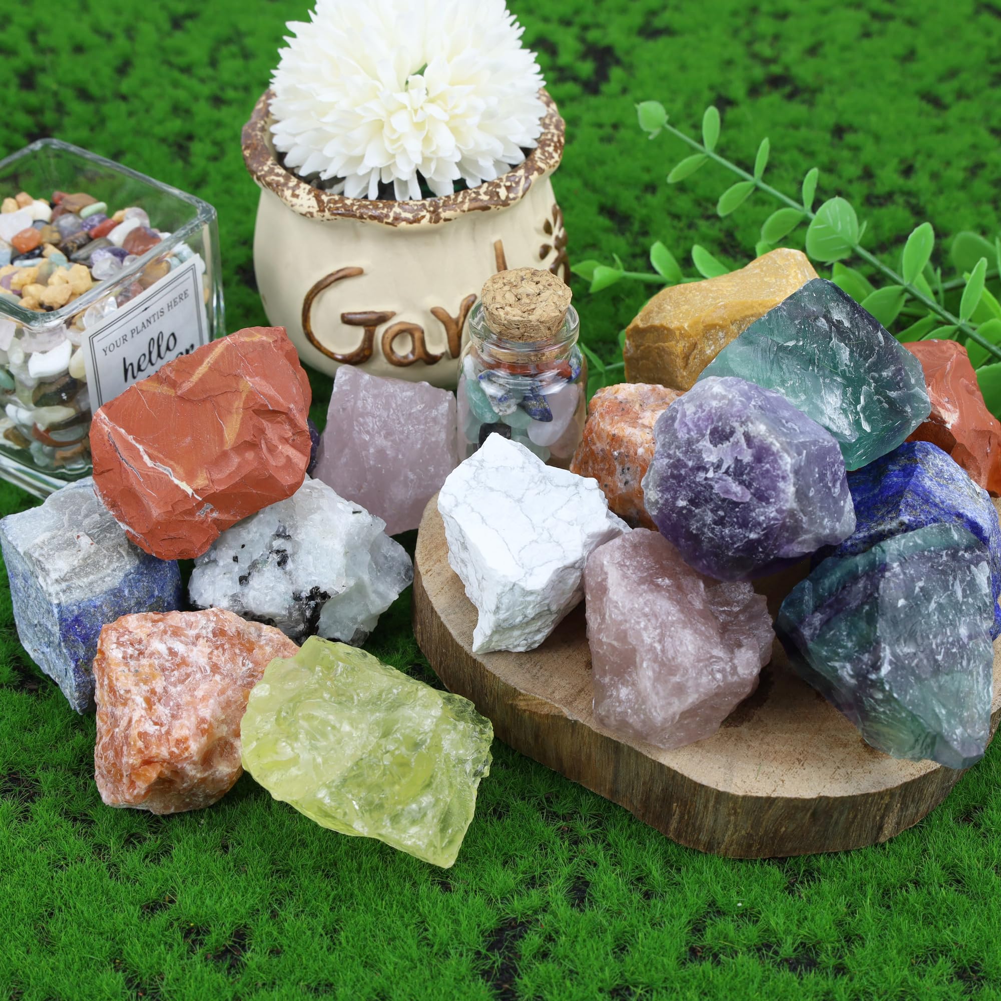 QINJIEJIE piedra luna arcoíris para manualidades y proyectos de jardín
