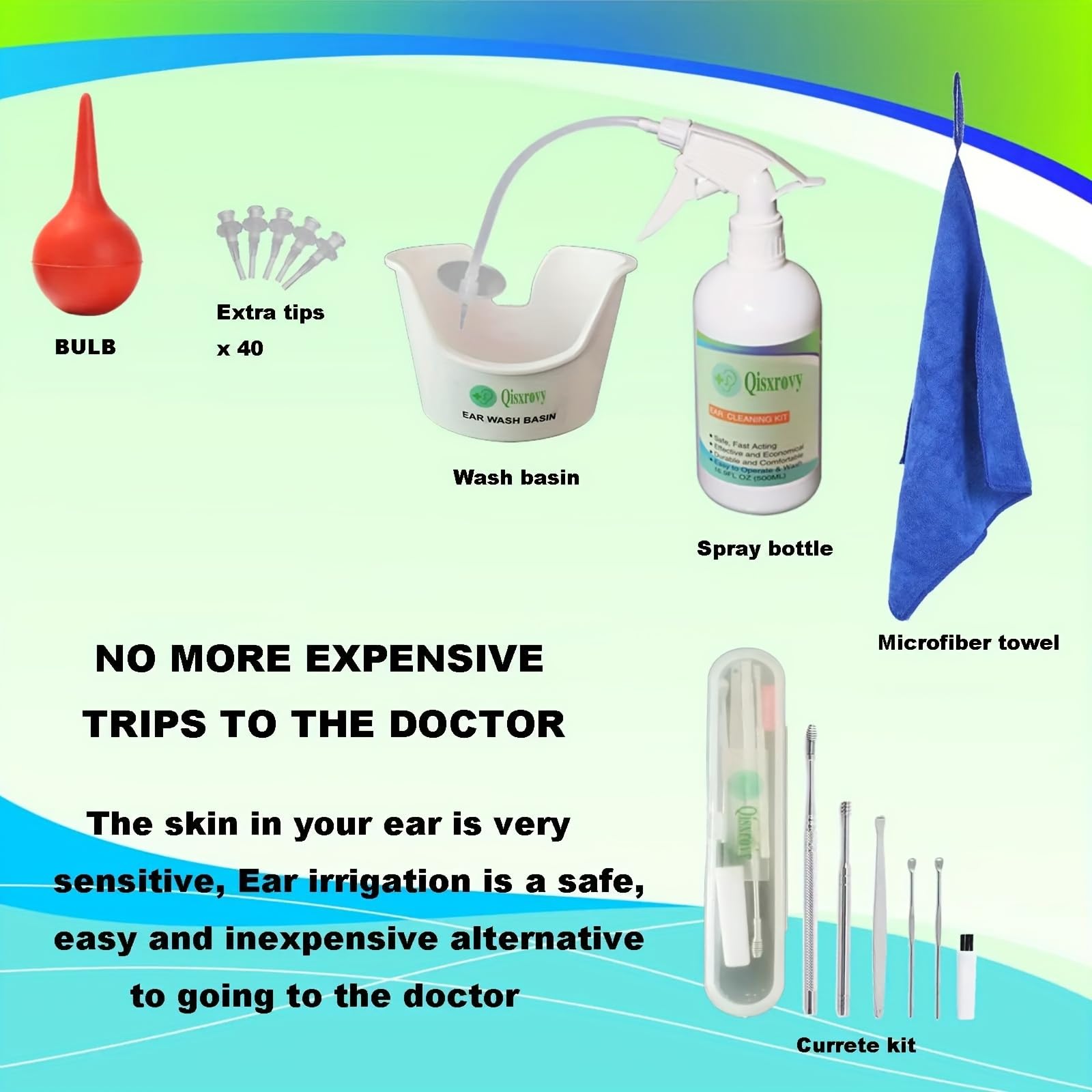 QISXROVY kit limpieza orejas cureta para extracción suave de cerumen