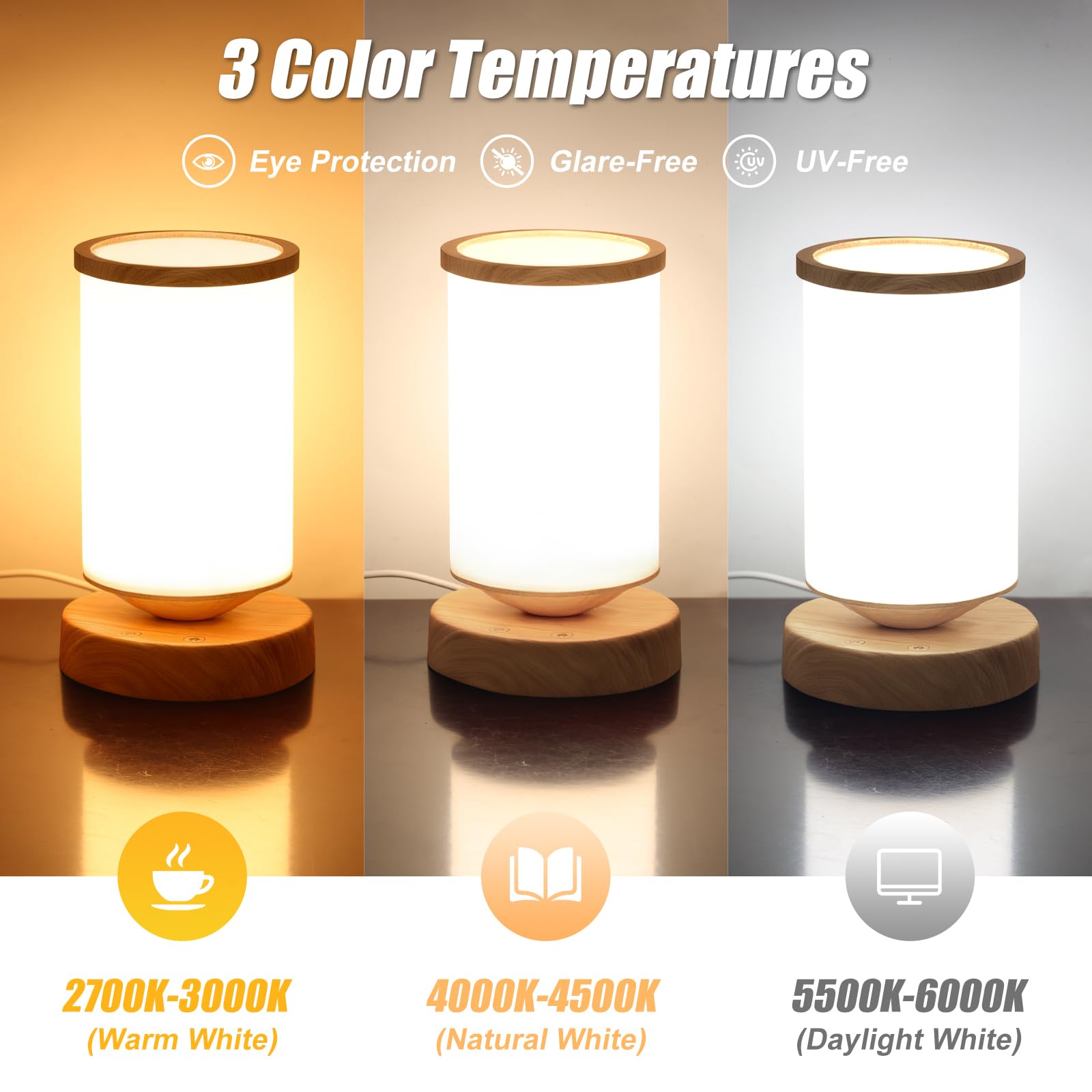 Qiuxunies base táctil para encender y ajustar la intensidad rápidamente.