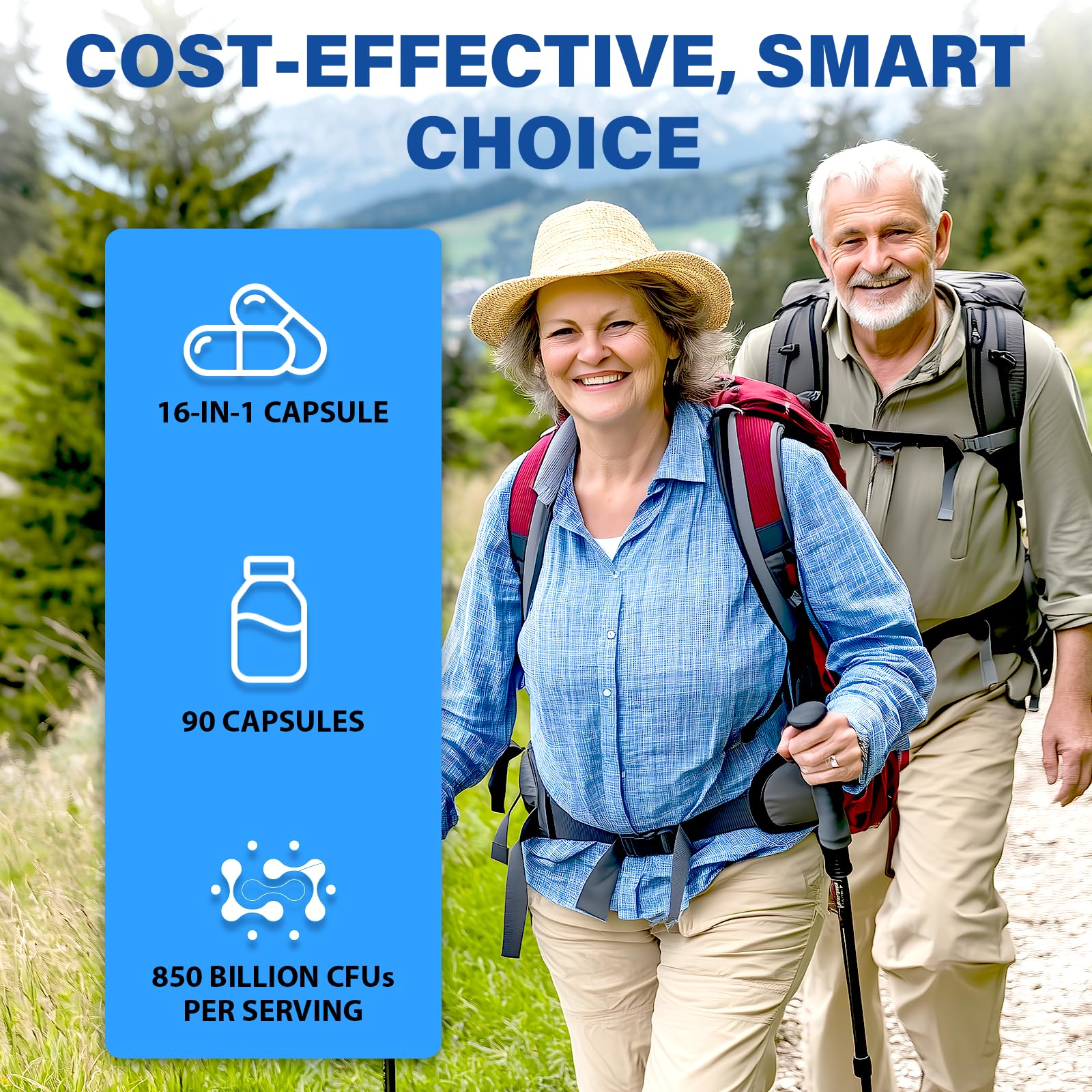 Frasco protegido para entrega estable, probióticos para hombres 50+.