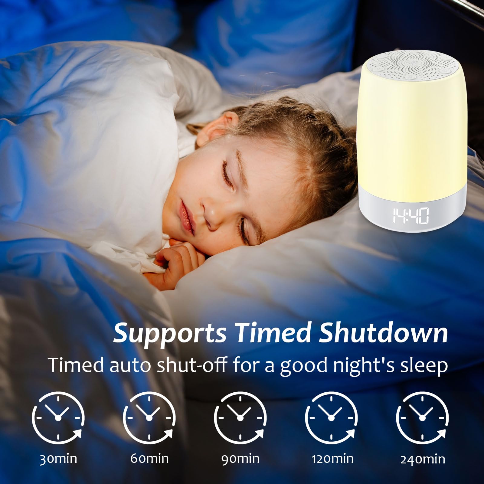 Qivine Soother control por aplicación para gestionar sonidos y luces.