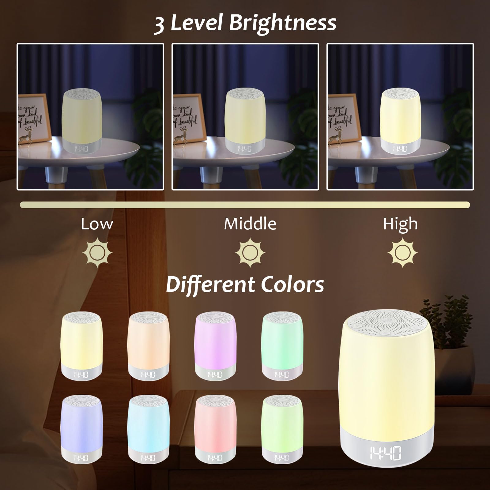 Qivine Soother luz ambiental ajustable para una atmósfera suave.