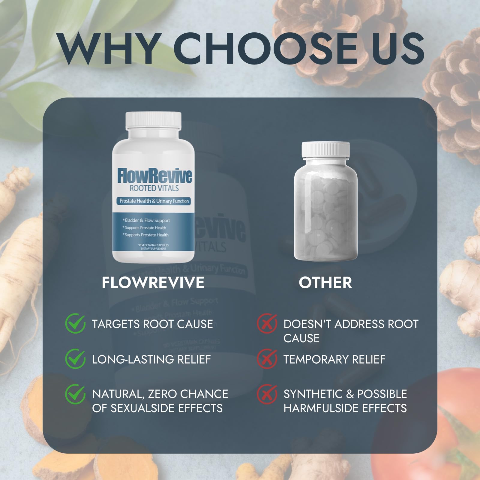 Qoenba Flow Revive Próstata caja con información de fórmula natural.