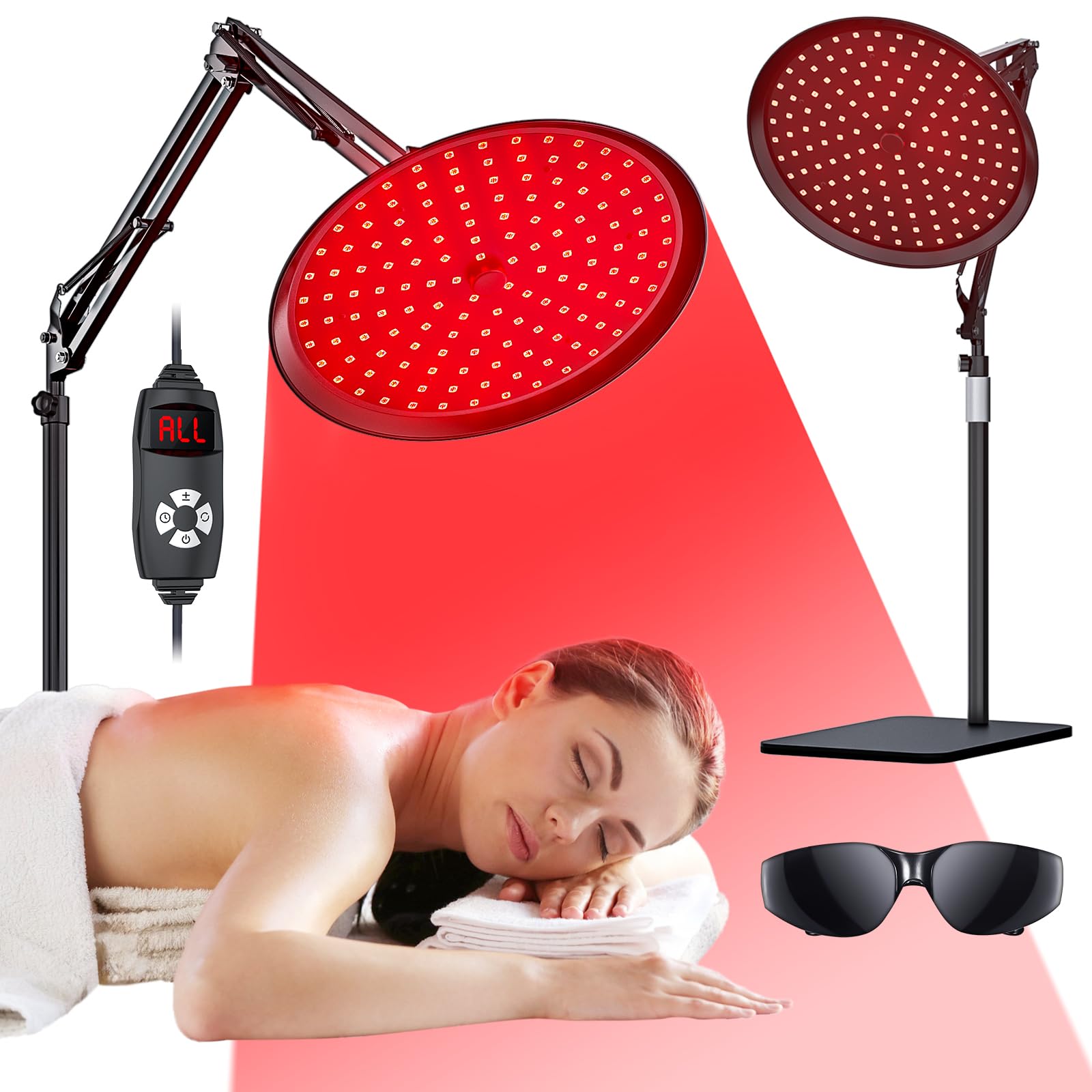 QRQ lámpara de terapia con luz roja 660nm y 850nm para cuerpo y rostro.
