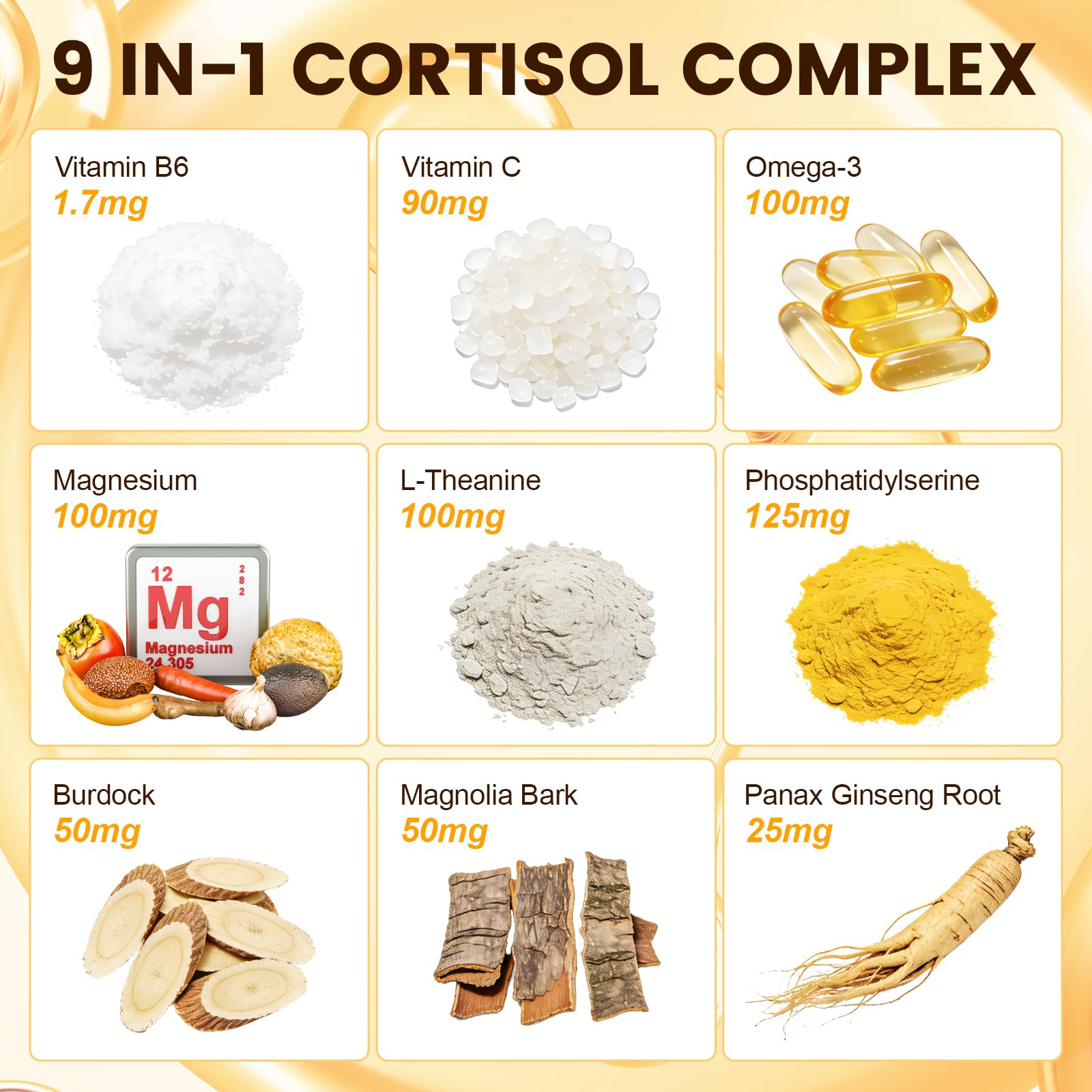 Qsbon Cortisol Reducer, cápsulas en la mano, uso diario para mayor enfoque y calma.
