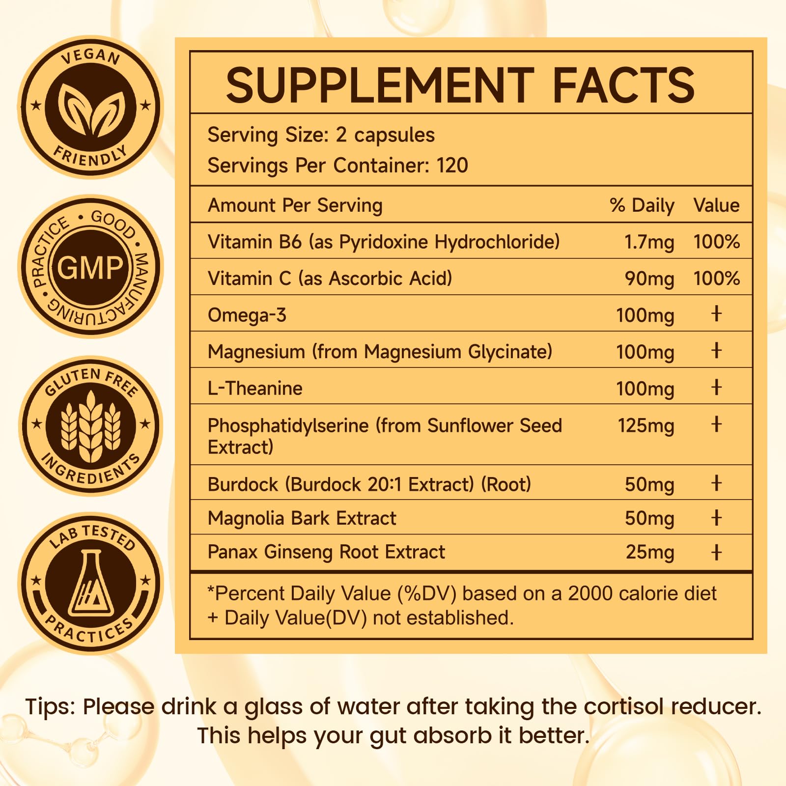 Qsbon Cortisol Reducer, descanso nocturno, favorece sueño reparador.