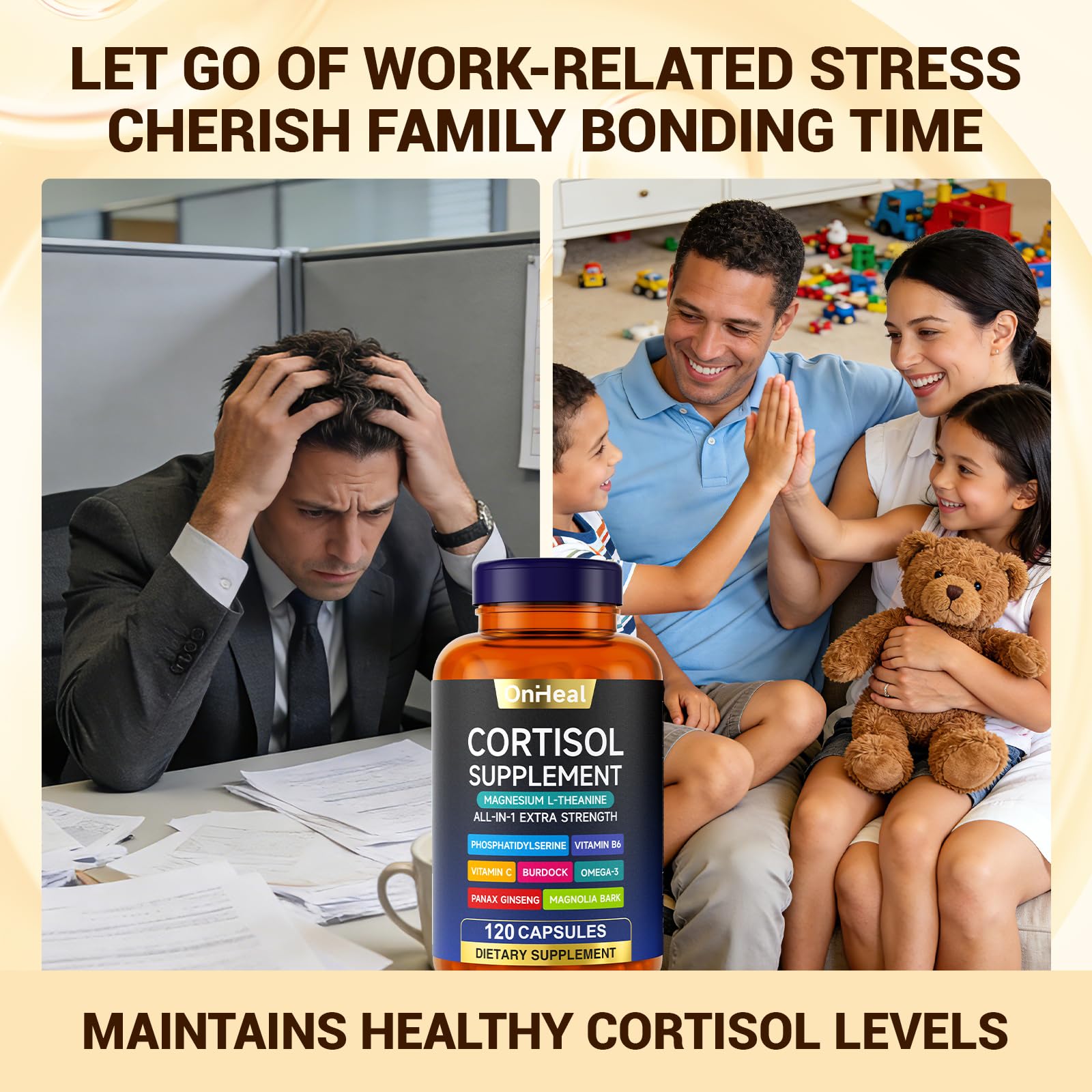 Qsbon Cortisol Reducer, ambiente de oficina, ayuda a reducir irritabilidad durante el día.