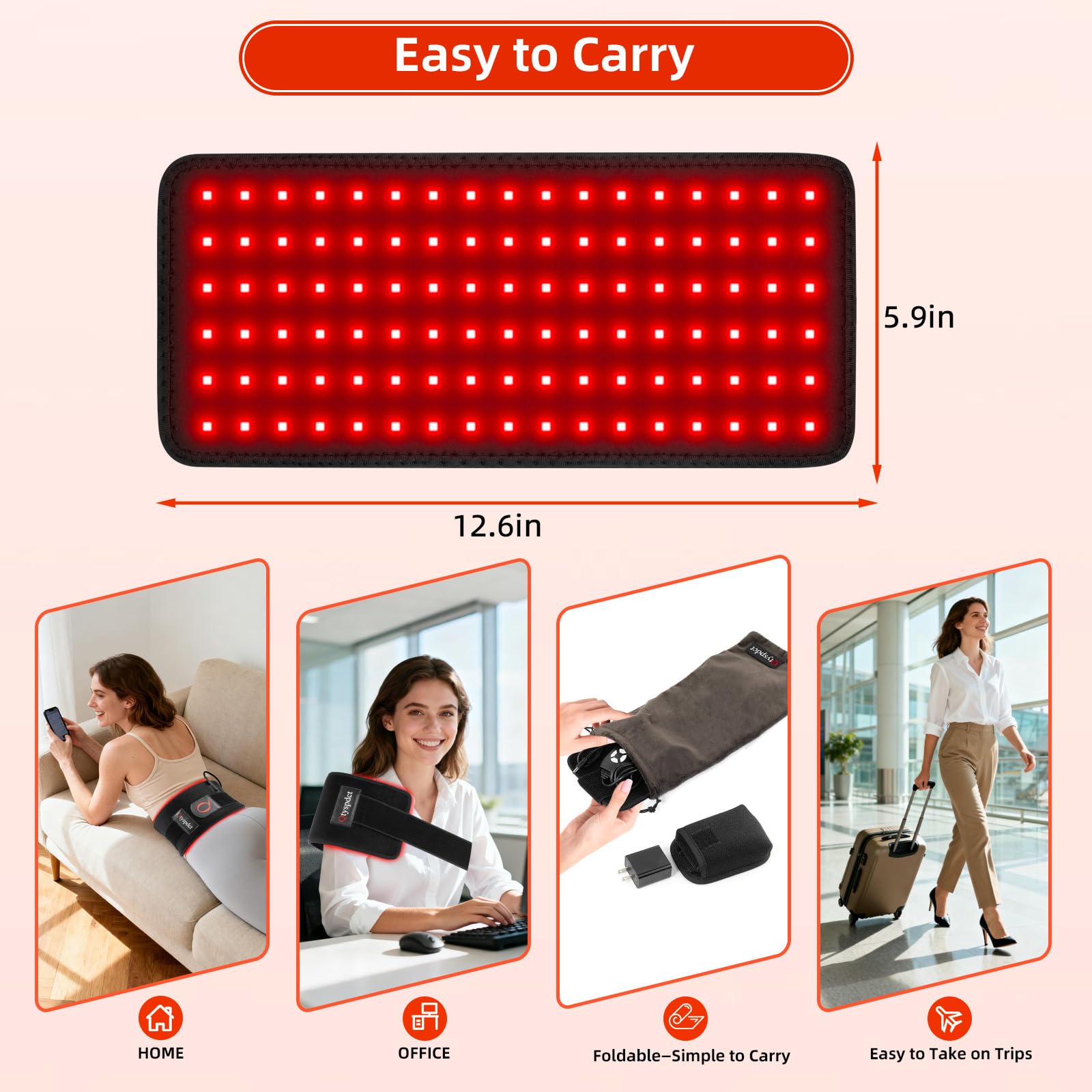 Qtyspdct cinturon luz roja 660-850 en acción para bienestar.