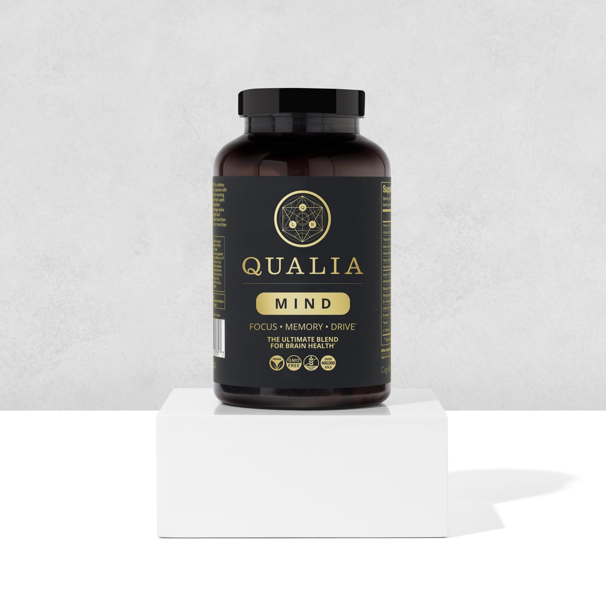 Qualia Mind de QUALIA LIFE SCIENCES, textura de pastillas, uso diario cómodo.