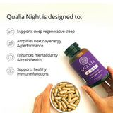 Qualia Night Sleep Aid: empaque-caja, experiencia de compra ordenada y práctica.