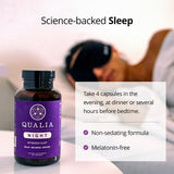 Qualia Night Sleep Aid: textura-vidrio, transmite pureza de la fórmula para la confianza.