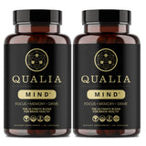 Qualia Mind: bote de cápsulas visto de frente para mejorar concentración diaria.