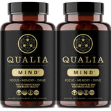 Qualia Mind: botella frontal con cápsulas para concentración diaria.