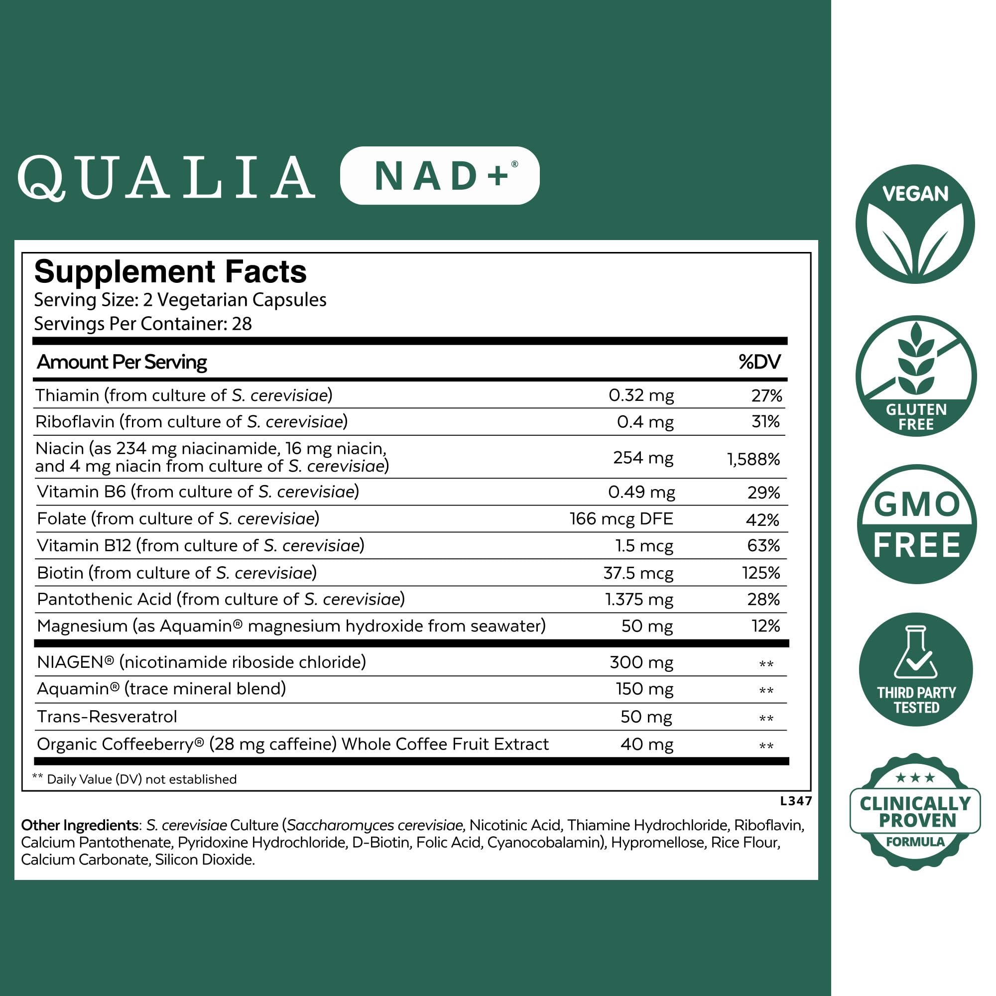 Qualia NAD, cápsulas, forma de suplementación diaria para metabolismo y vitalidad.