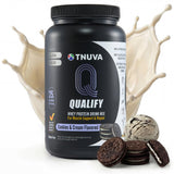 Qualify proteína sabor galleta crema, cucharada, apoya recuperación tras entreno.