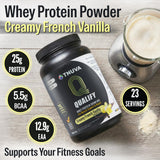Qualify proteína vainilla francesa batido cremoso, listo para el desayuno.