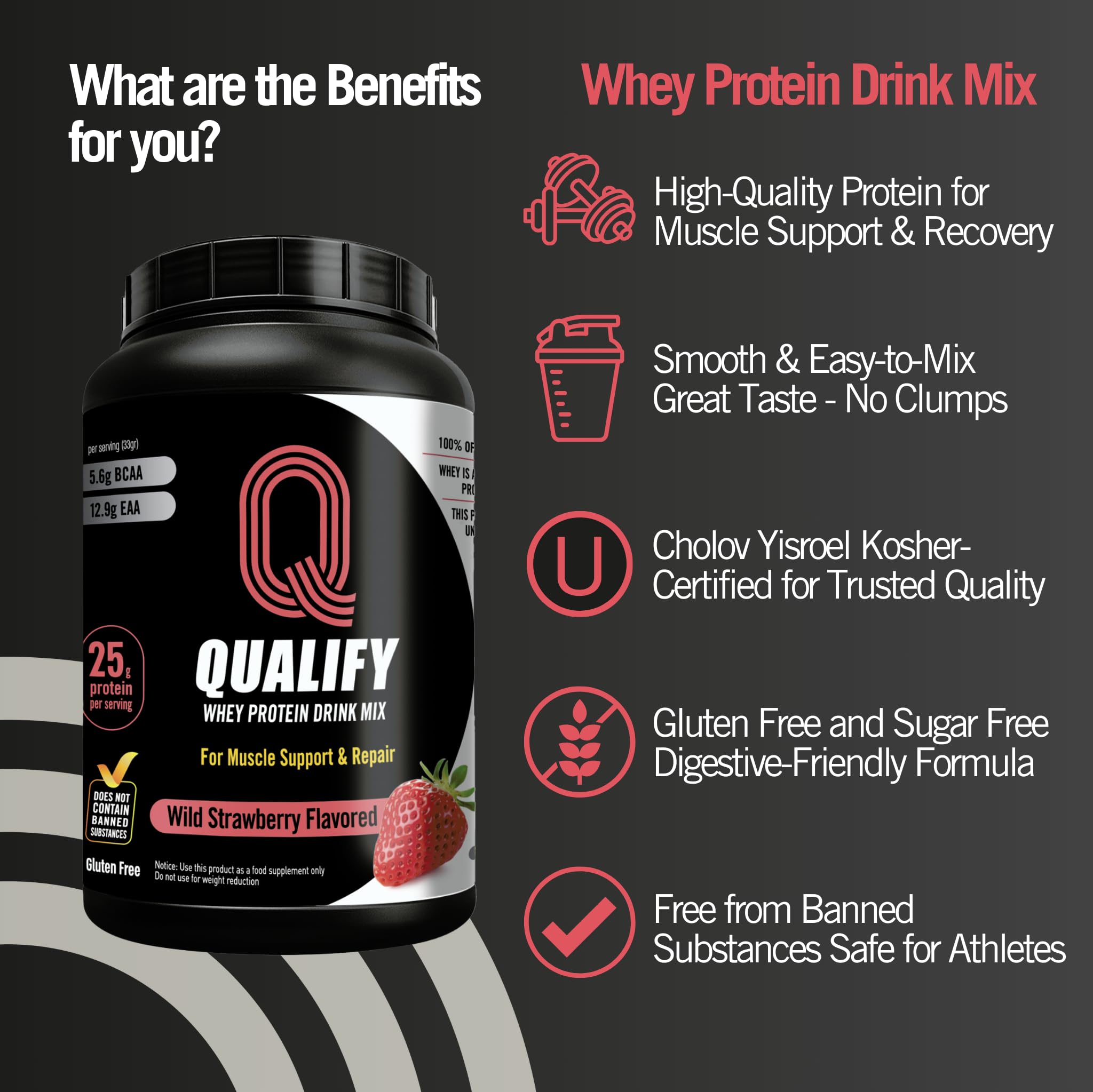 Batido cremoso de Qualify whey fresa tras el entrenamiento