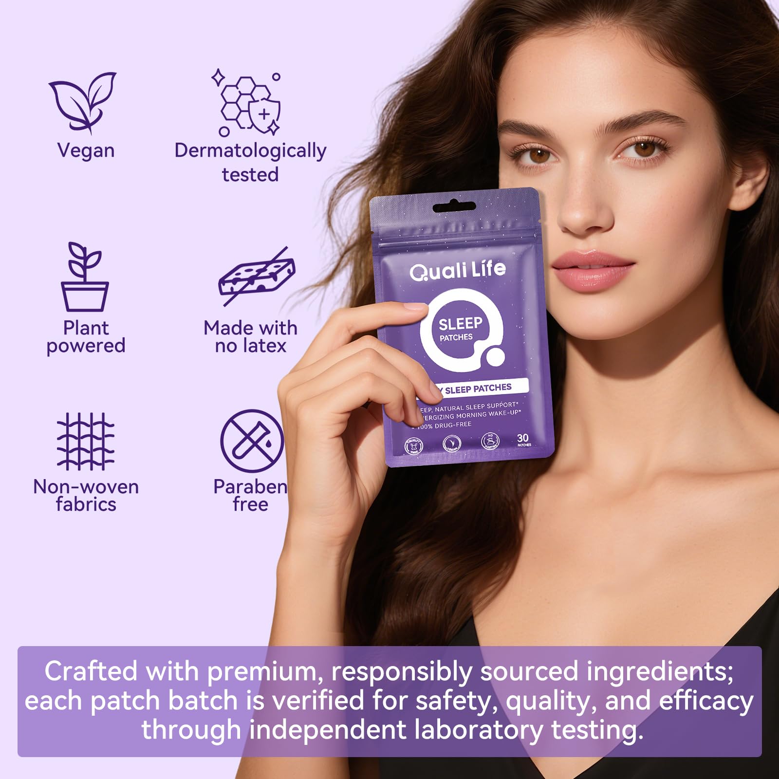 QualiLife Parches de Sueño: aplicación en muñeca para absorción sin pastillas.