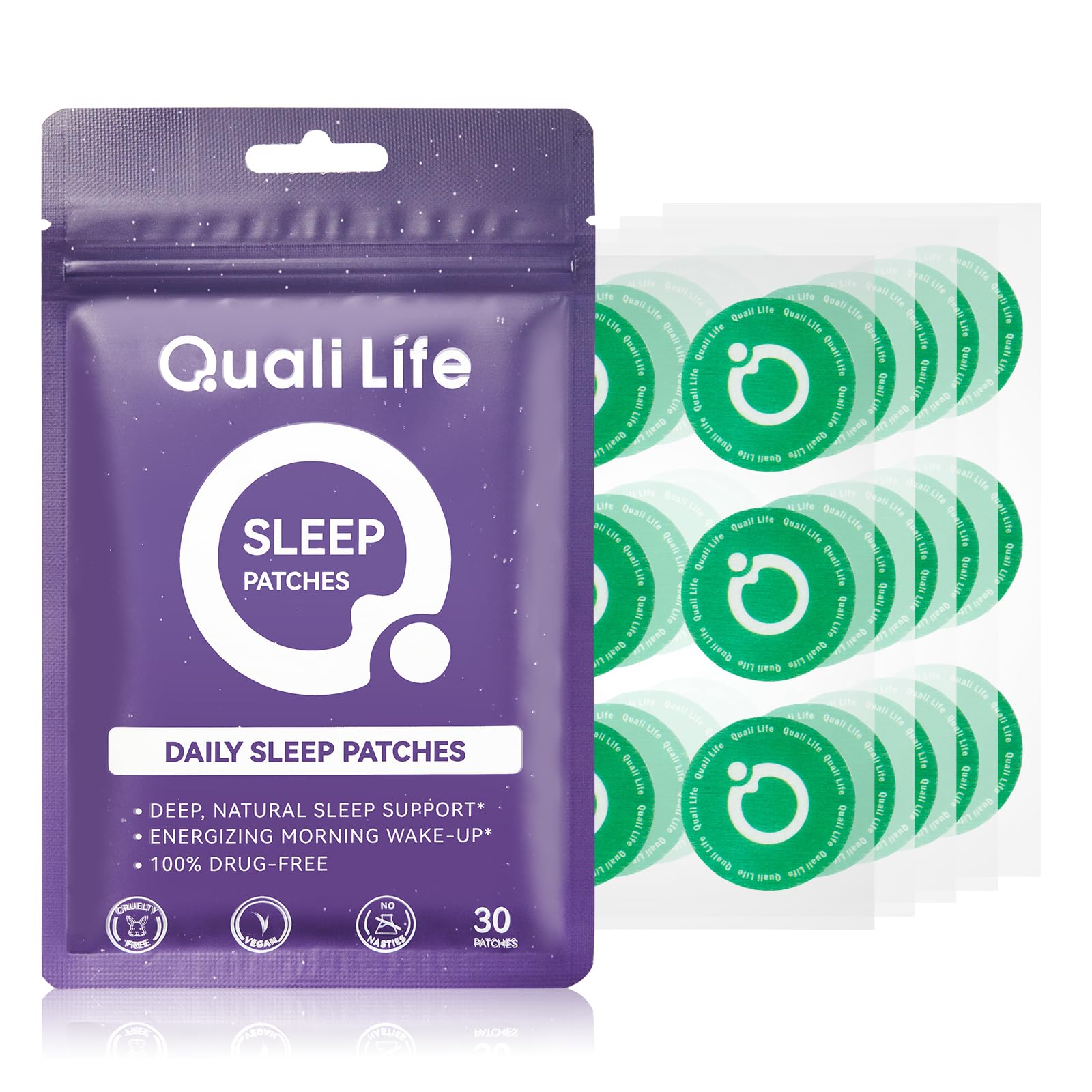 QualiLife Parches de Sueño: caja de 30 para rutina nocturna discreta y duradera.