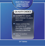 Quality Choice Alivio de diarrea bote con 24 comprimidos, suministro práctico.