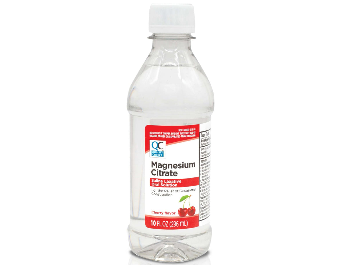 Quality Choice Citrato de Magnesio, solución oral sabor cereza, para estreñimiento ocasional.