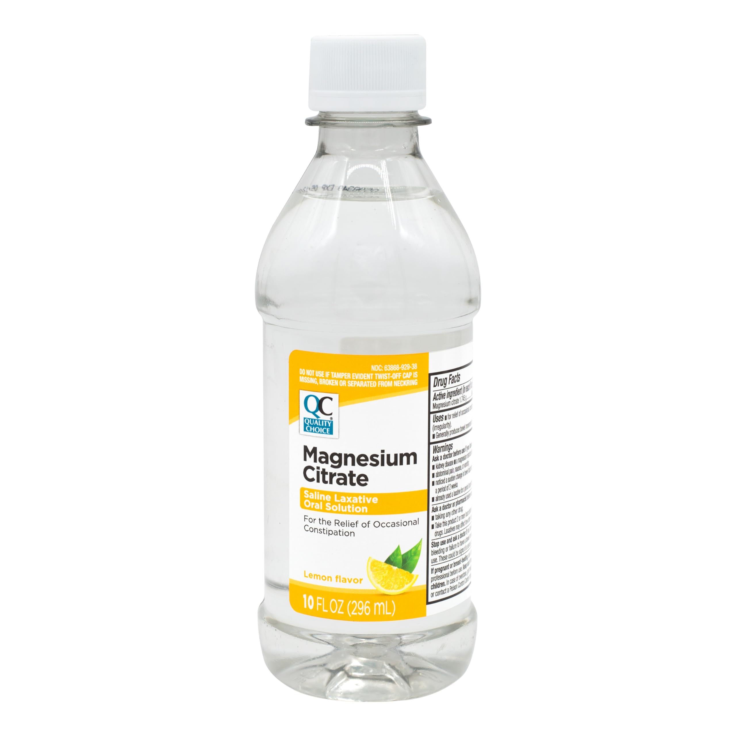 Quality Choice Citrato de magnesio solución oral limón, frasco frontal para alivio ocasional de estreñimiento.
