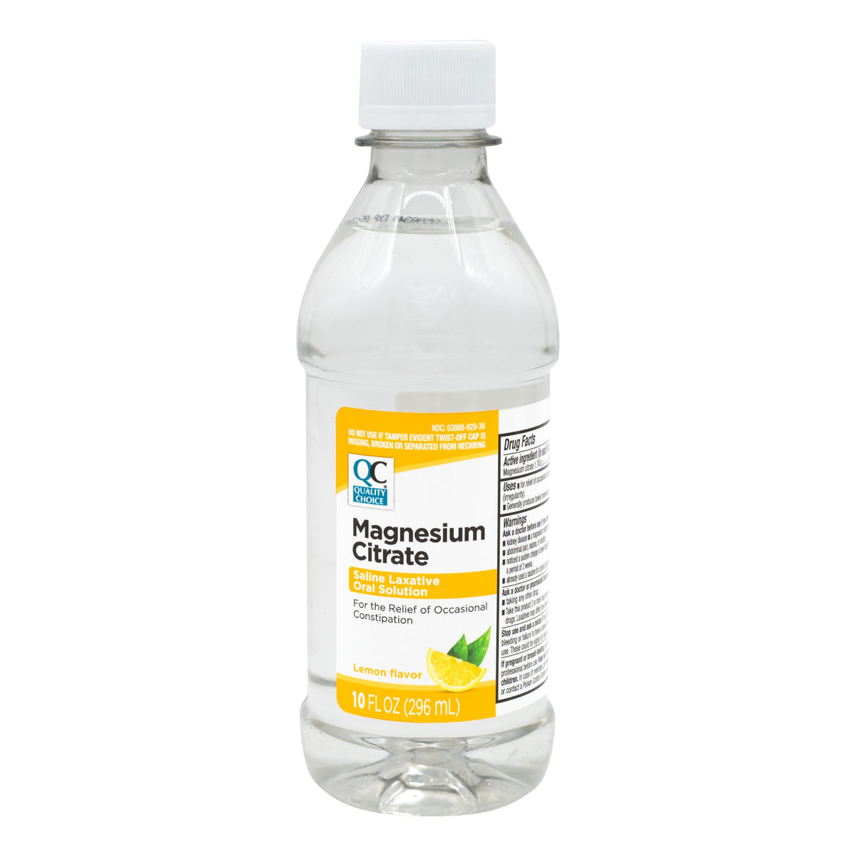 Quality Choice Citrato de magnesio solución oral limón, frasco frontal para alivio ocasional de estreñimiento.