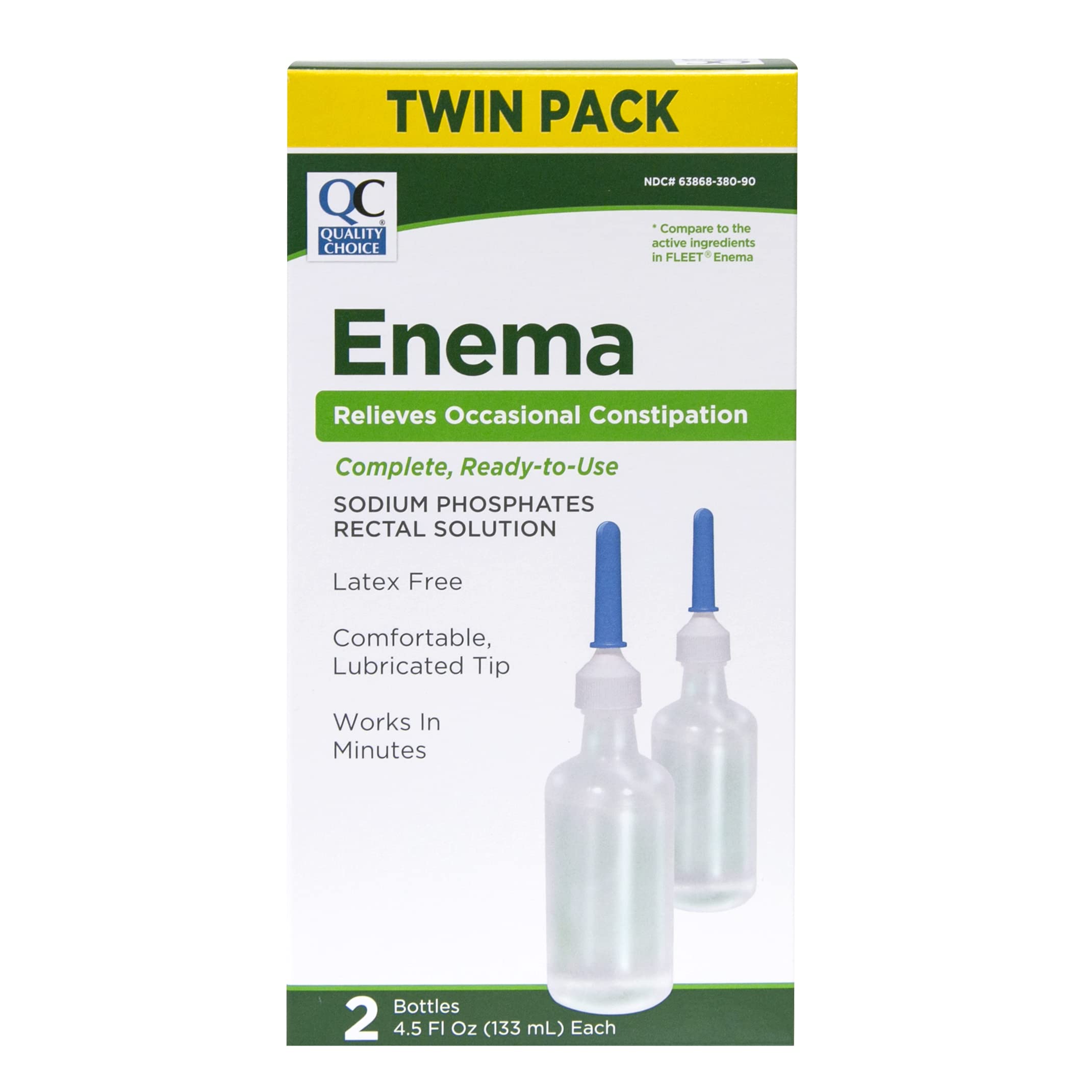 Quality Choice Enema Dúo: botellas listas para alivio del estreñimiento ocasional.