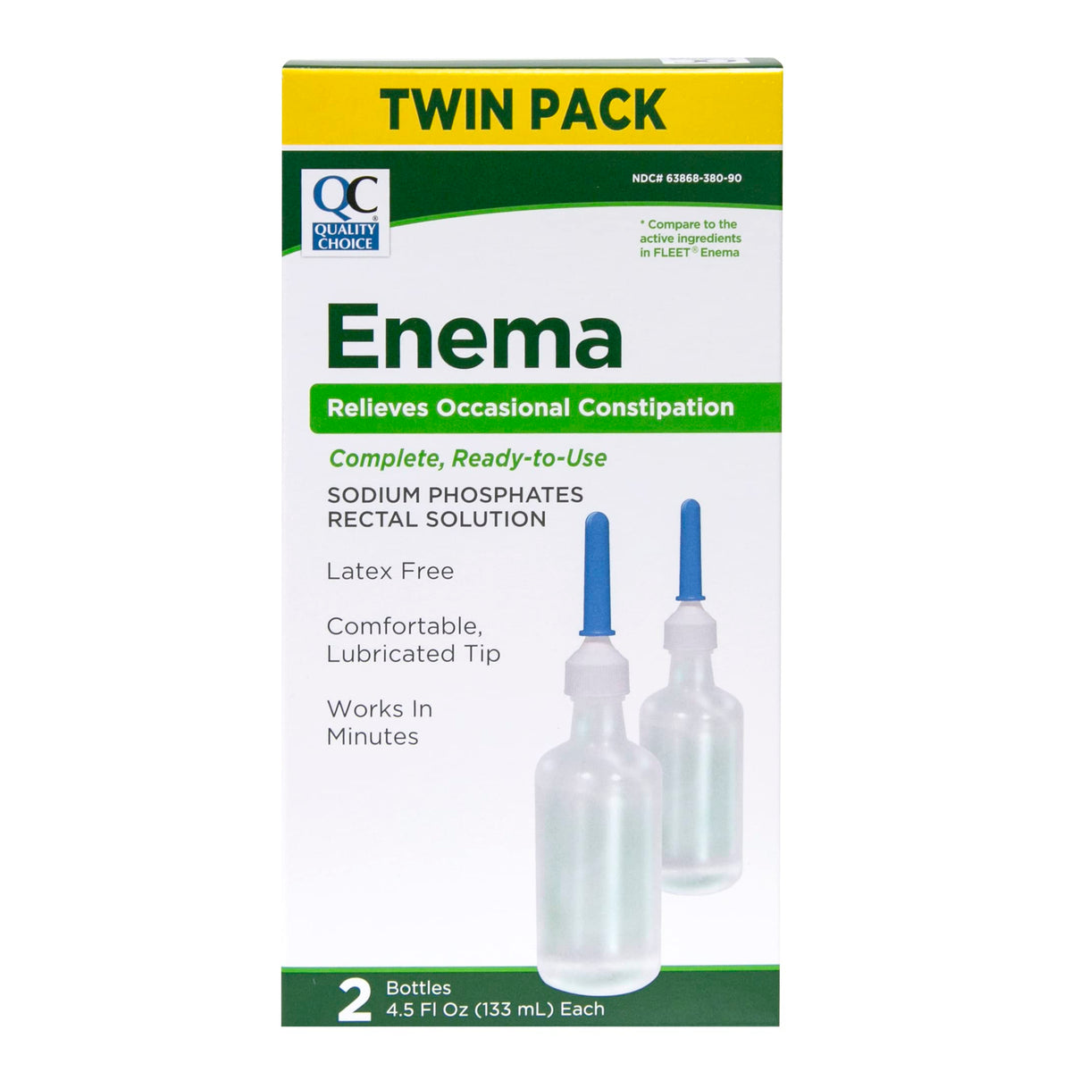 Quality Choice Enema Dúo: botellas listas para alivio del estreñimiento ocasional.