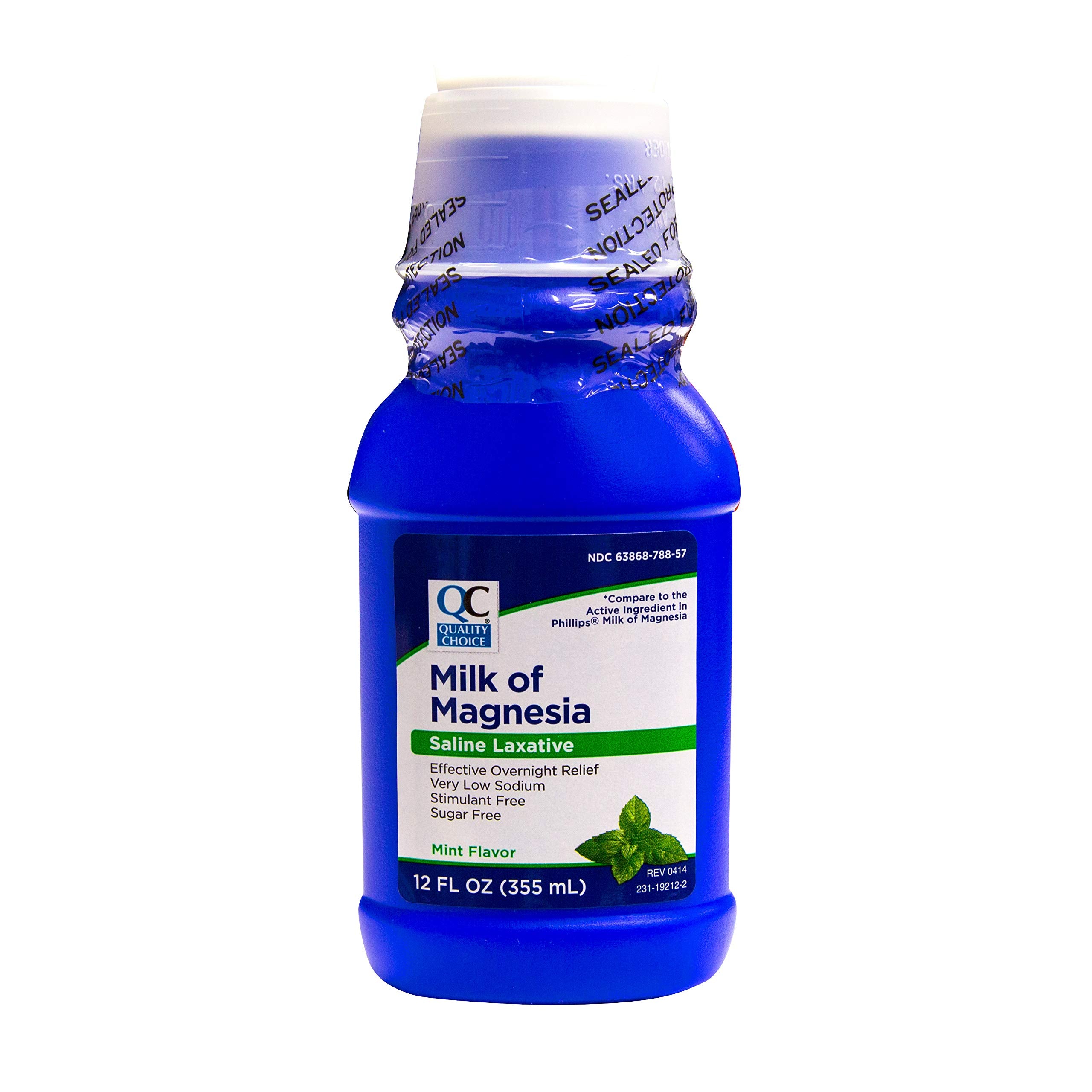Quality Choice leche de magnesia menta, botella de 12 oz, alivio nocturno potencial.