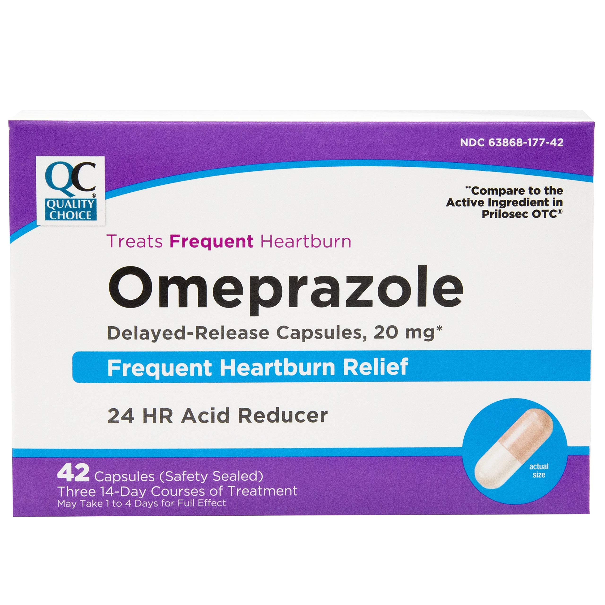 Quality Choice Omeprazol: cápsulas de liberación retardada para alivio diario de la acidez.