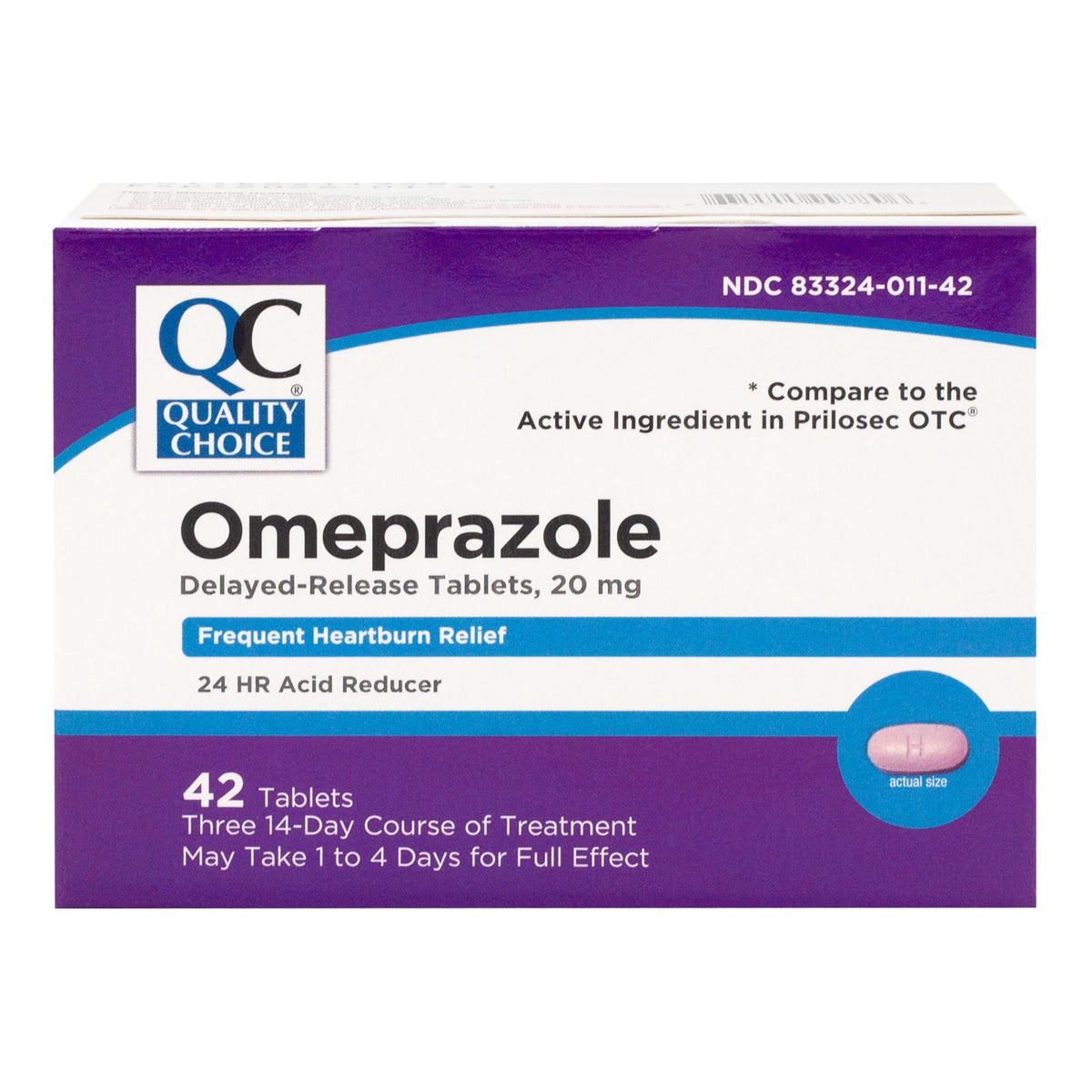 Quality Choice Omeprazol, tableta de liberación retardada frente: posible alivio diario de la acidez