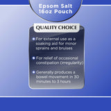 Quality Choice Sal Epsom como laxante salino al disolverse en una bebida.