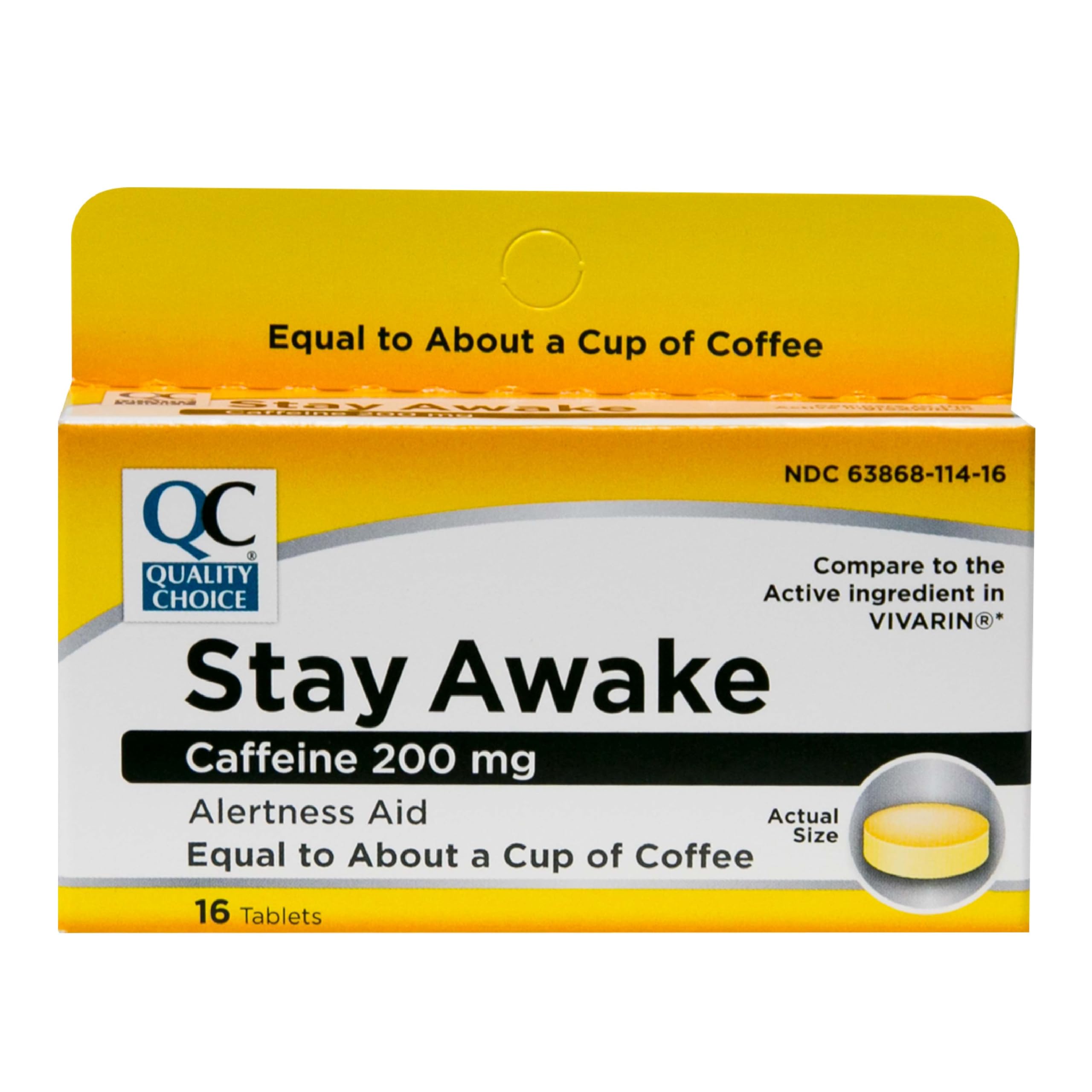 Quality Choice Stay Awake tableta cafeina en botella, impulso rapido para estudiar de noche