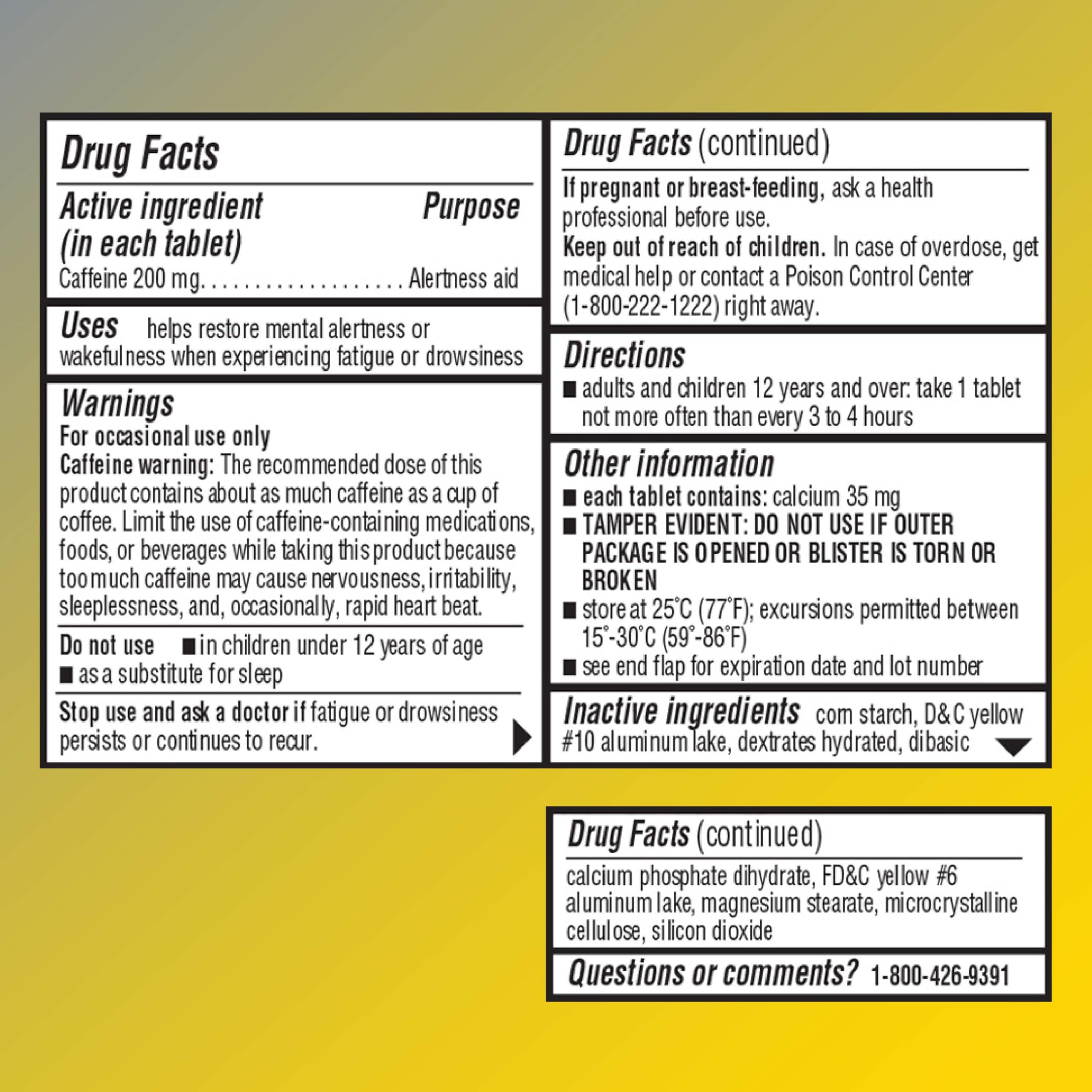Quality Choice Stay Awake tableta cafeina 200 mg para concentracion en rutas largas