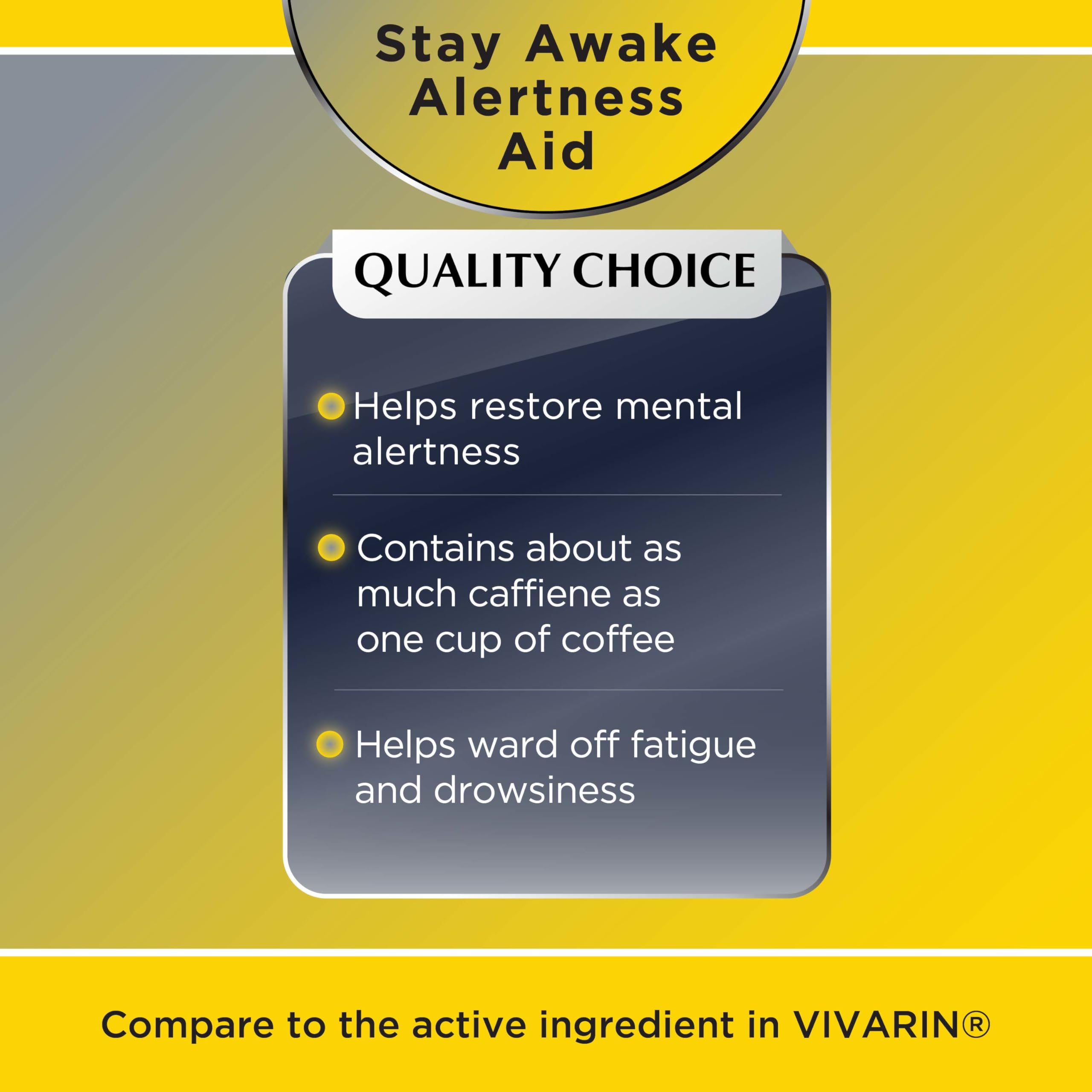 Quality Choice Stay Awake tableta cafeina para estudio nocturno, foco sostenido