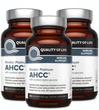 Quality of Life AHCC Kinoko Platinum 750 mg, botella, apoyo inmunológico diario