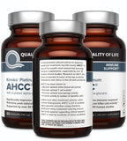 Quality of Life AHCC Kinoko Platinum 750 mg, etiqueta detallada para compra consciente