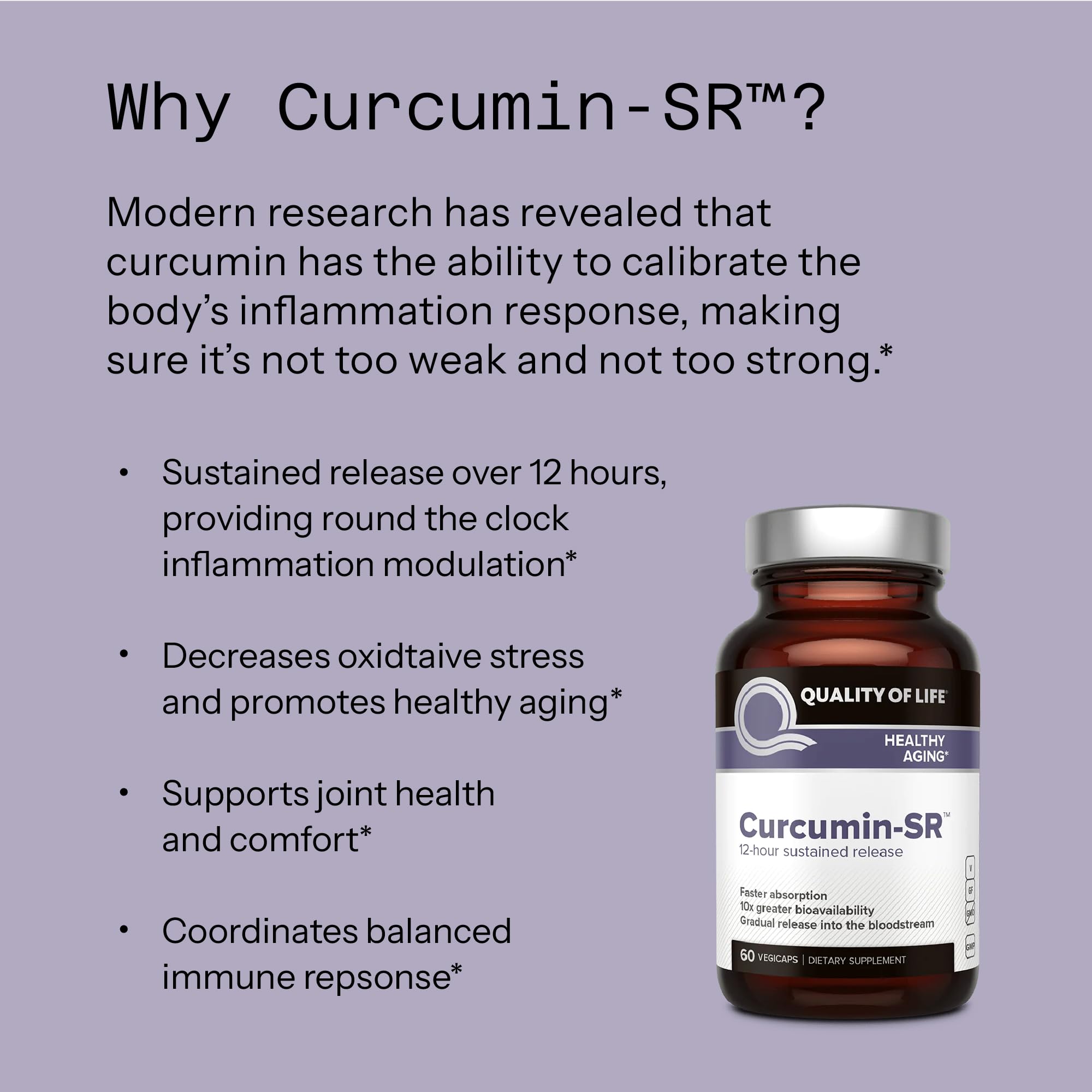 Quality of Life Curcumin-SR, uso diario para hábitos saludables.