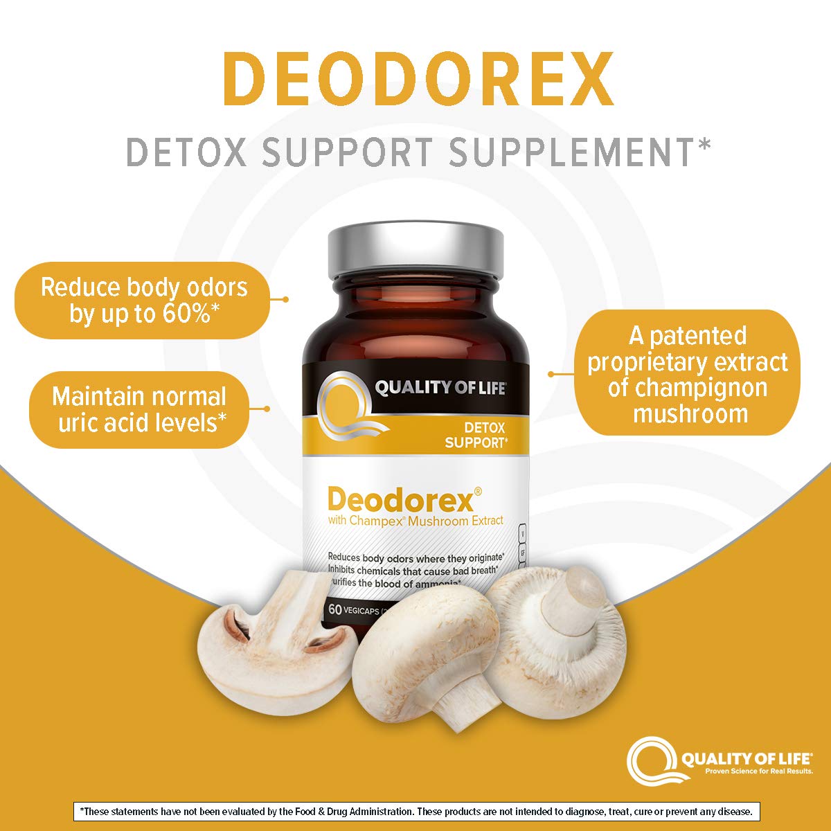 Deodorex ofrece apoyo detox desde el interior con champignon.