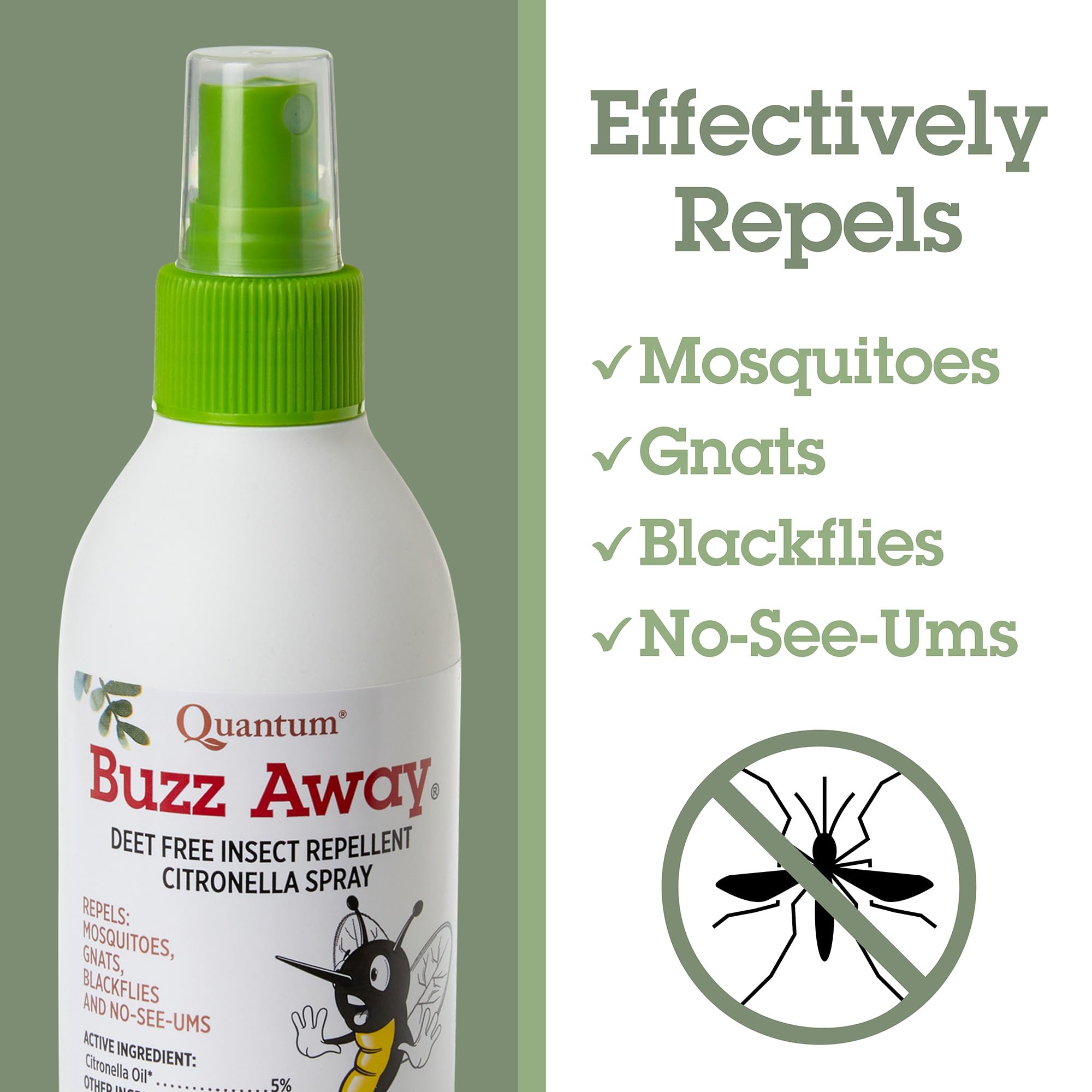 Quantum Buzz Away: aceites citronela, aroma fresco que ayuda a mantener mosquitos alejados.