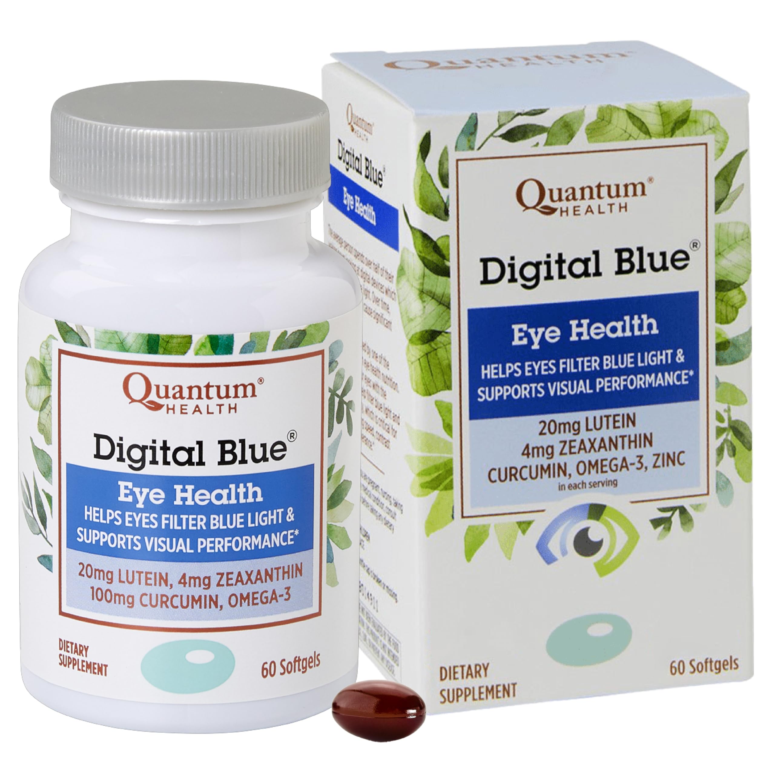 Quantum Digital Blue: cápsulas blandas en bote para apoyo visual diario.