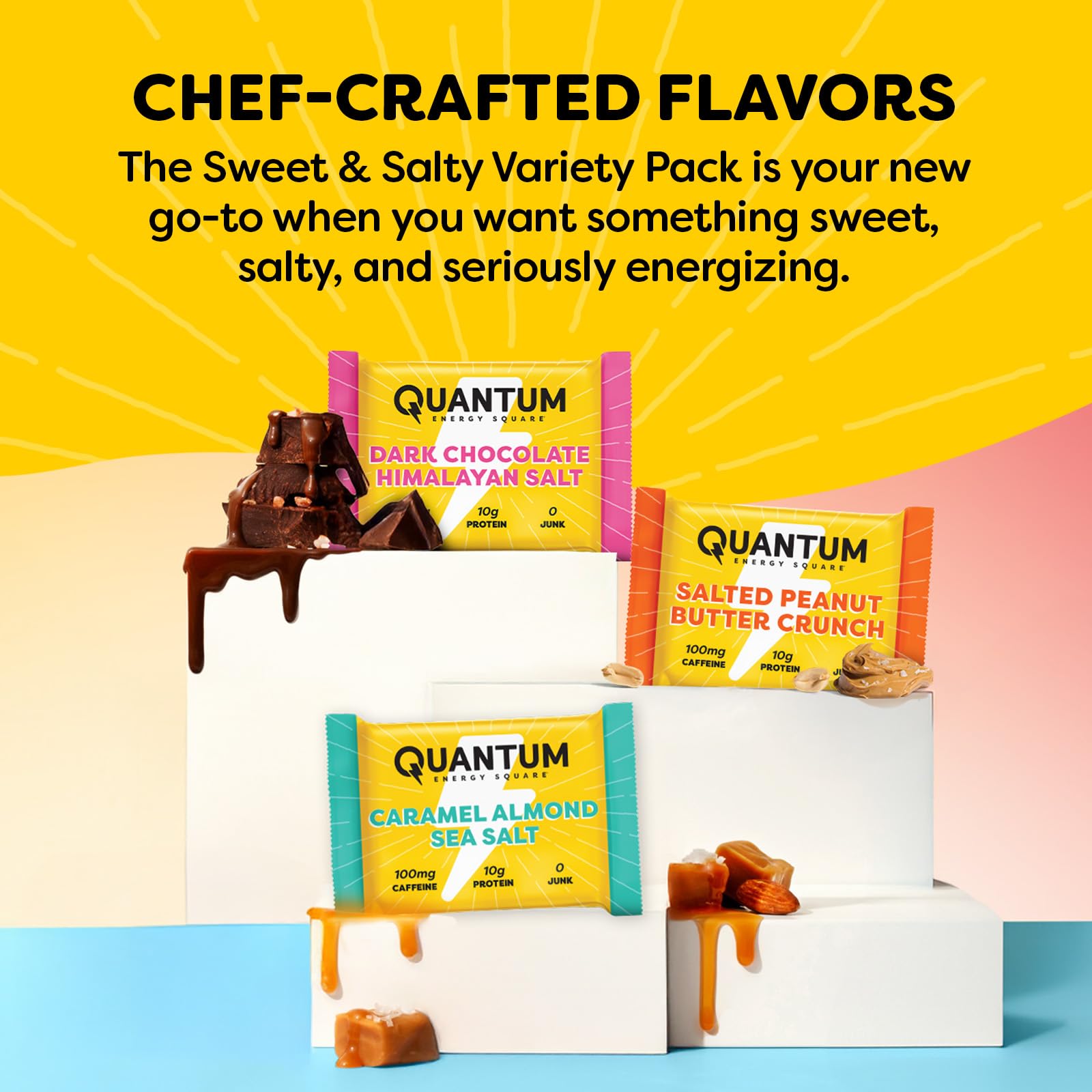 Quantum Energy Squares cafeína natural y proteína en cada barra