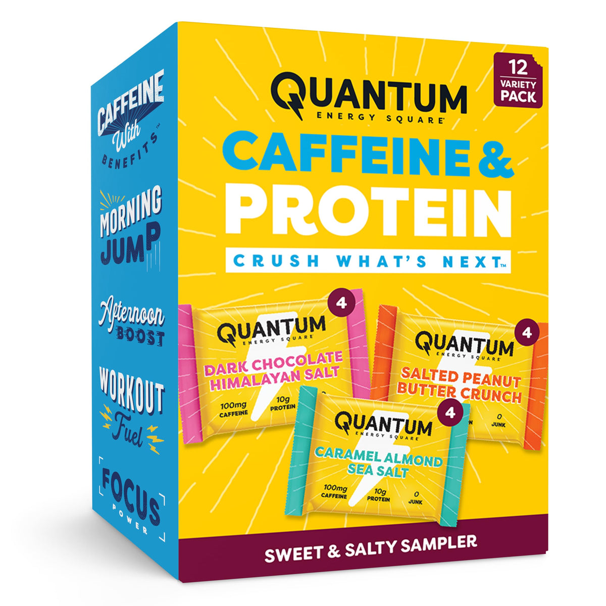 Quantum Energy Squares chocolate oscuro con sal rosa de Himalaya para un impulso suave