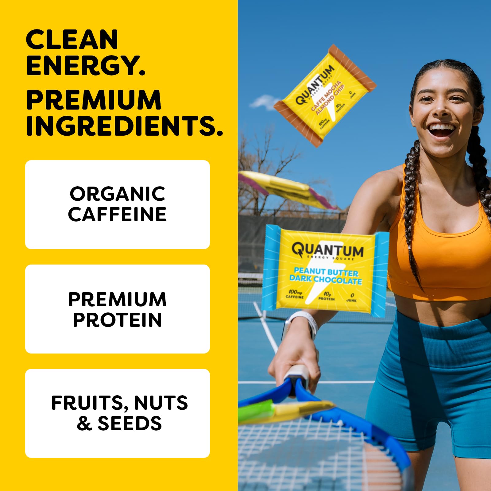 Quantum Energy Squares llevar en bolso, snack rapido en cualquier momento