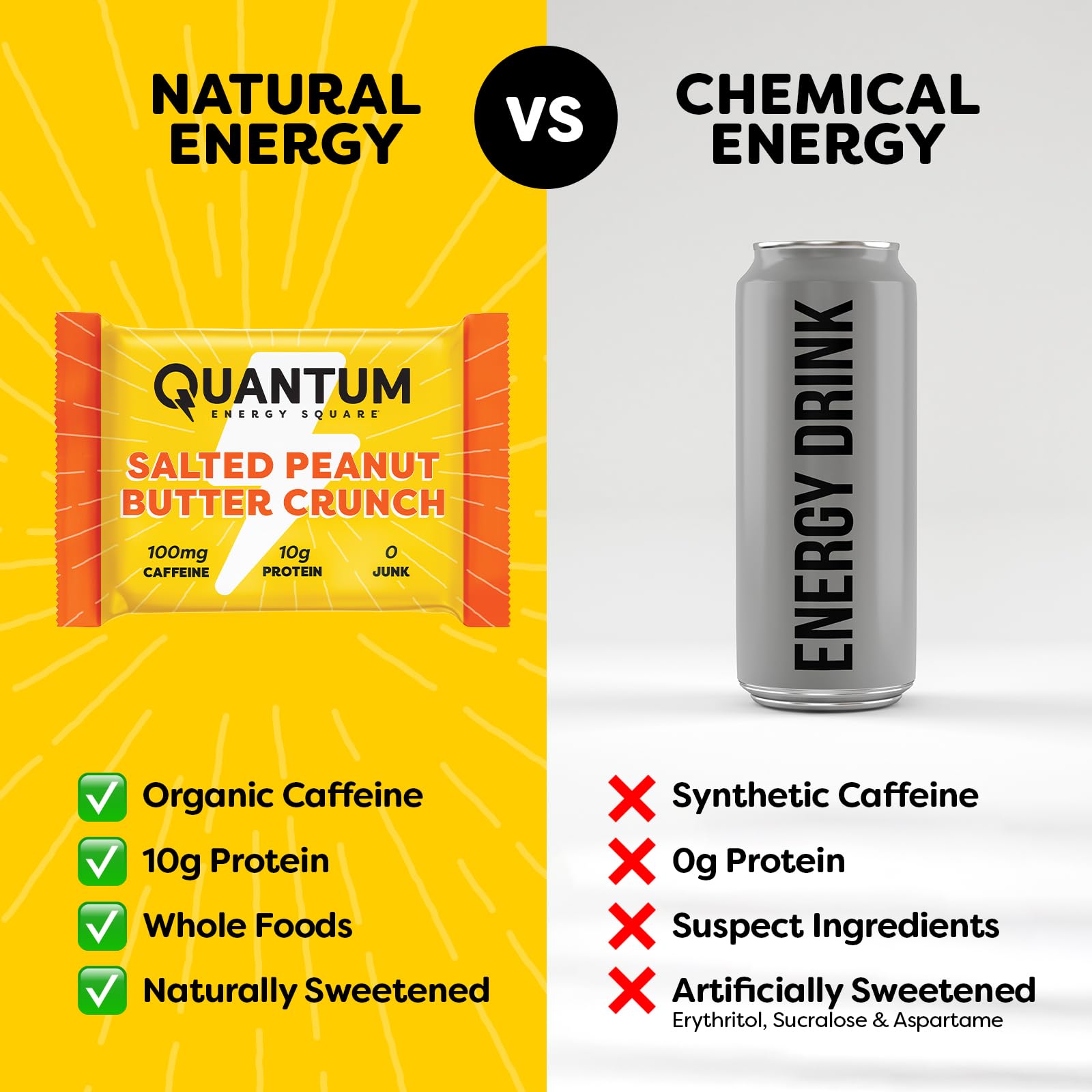 Quantum Energy Squares proteína vegetal de origen natural para saciar entre comidas