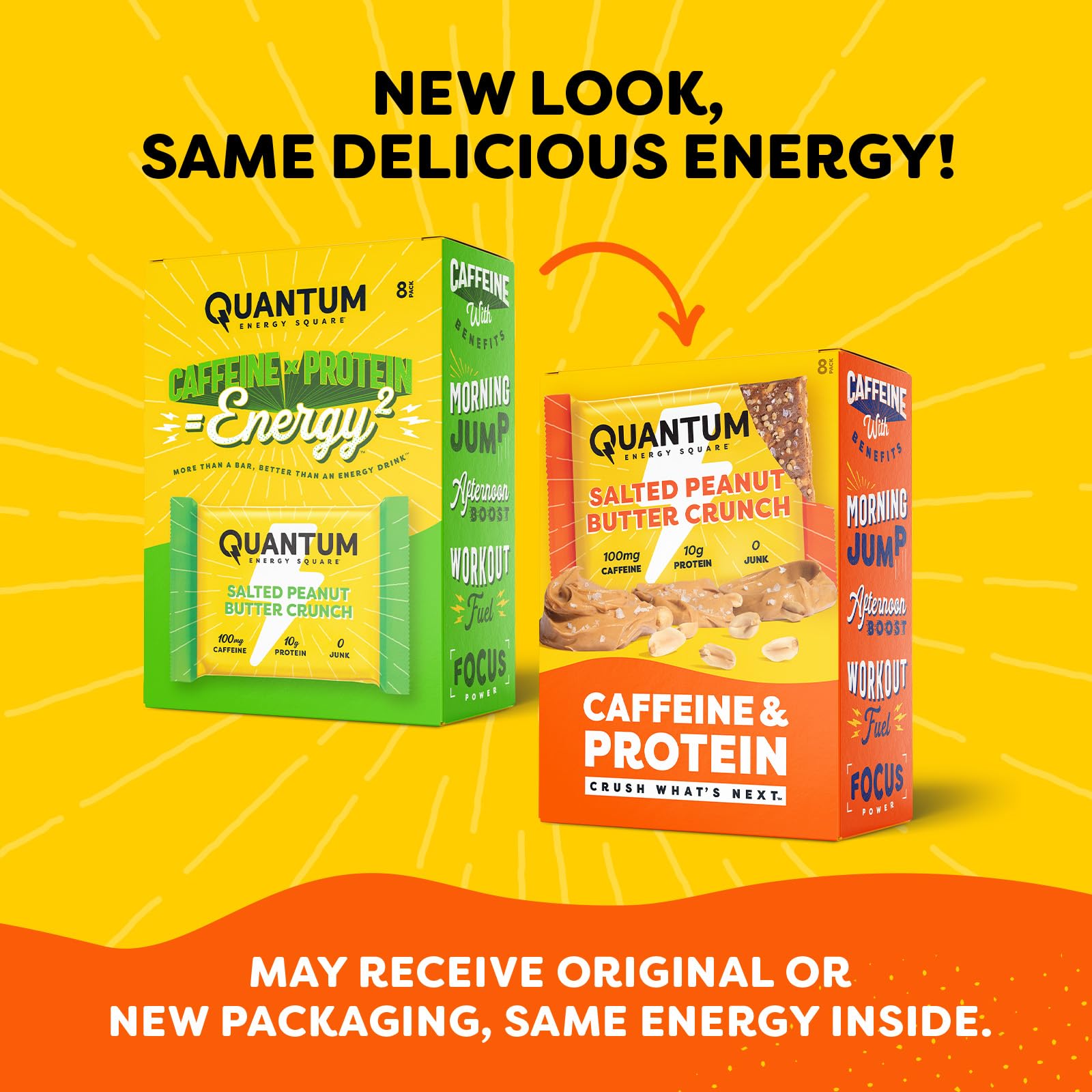 Quantum Energy Squares sabor cacahuate salado experiencia crujiente y sabrosa