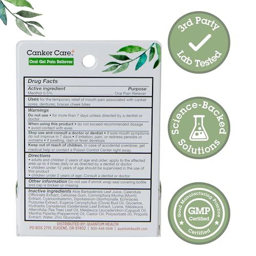 Quantum Health Canker Care+ barrera protectora para llagas en la boca